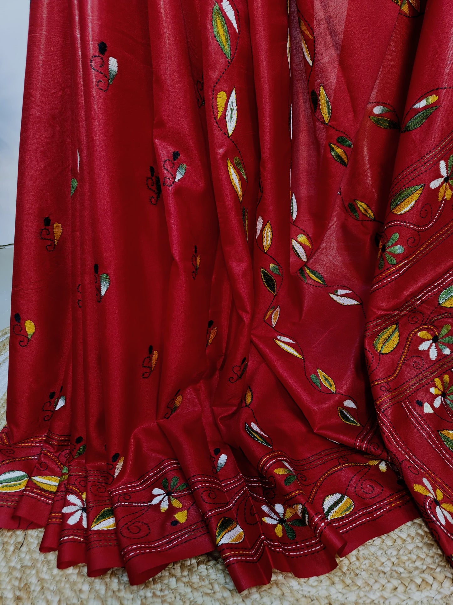 Blender Bangalore Silk Red Kantha Saree
