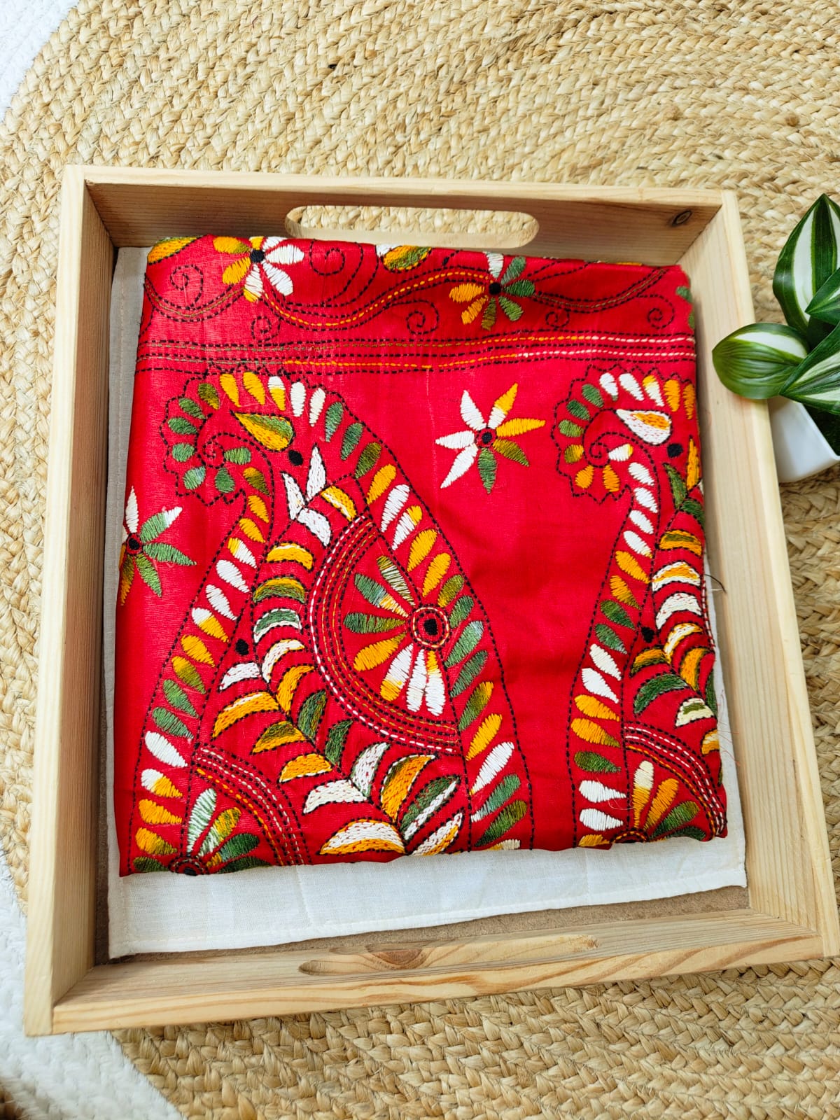 Blender Bangalore Silk Red Kantha Saree