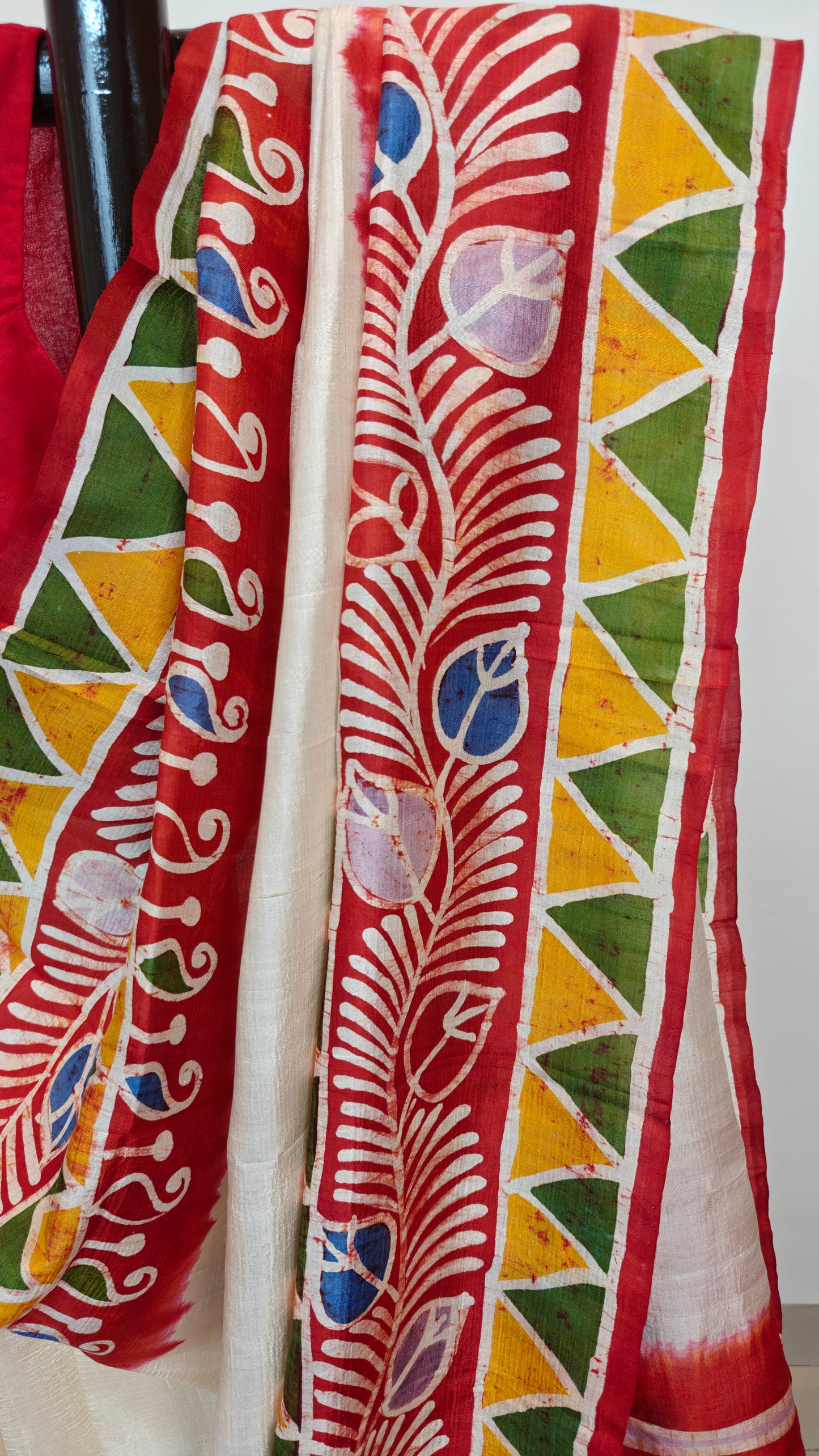 Sold Out Pure Murshidabad 3-Ply Silk Hand painted Saree – Divine Grace of Durga Maa-Sold in Bangalore