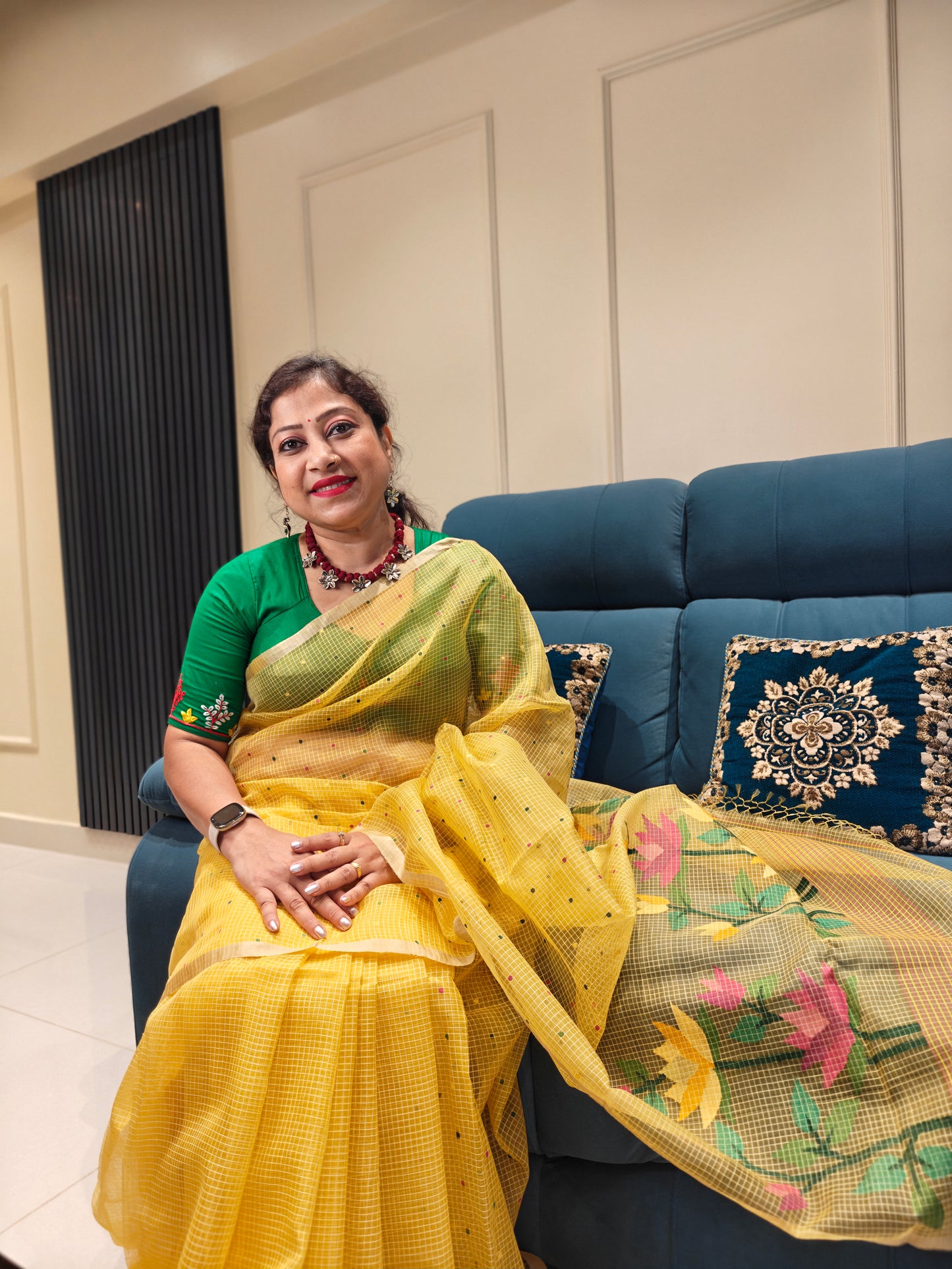 Maslin Jamdani Saree in Mustard Yellow – Woven Whisper of Tradition