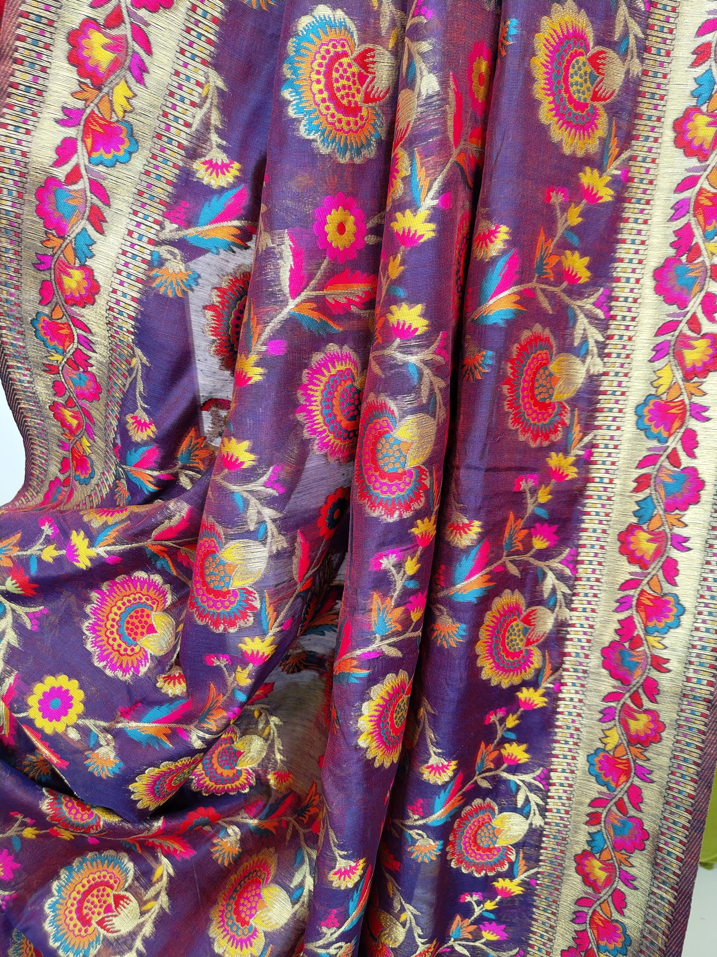 Kanni Semi Silk Pashmina Woven Premium Saree – Regal Wine Elegance