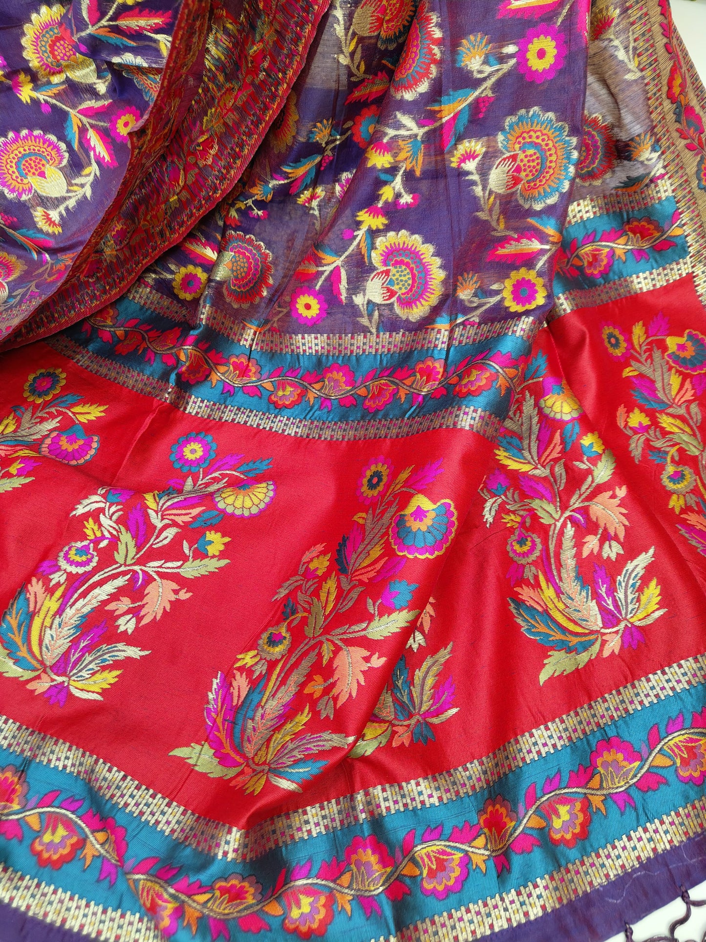 Kanni Semi Silk Pashmina Woven Premium Saree – Regal Wine Elegance