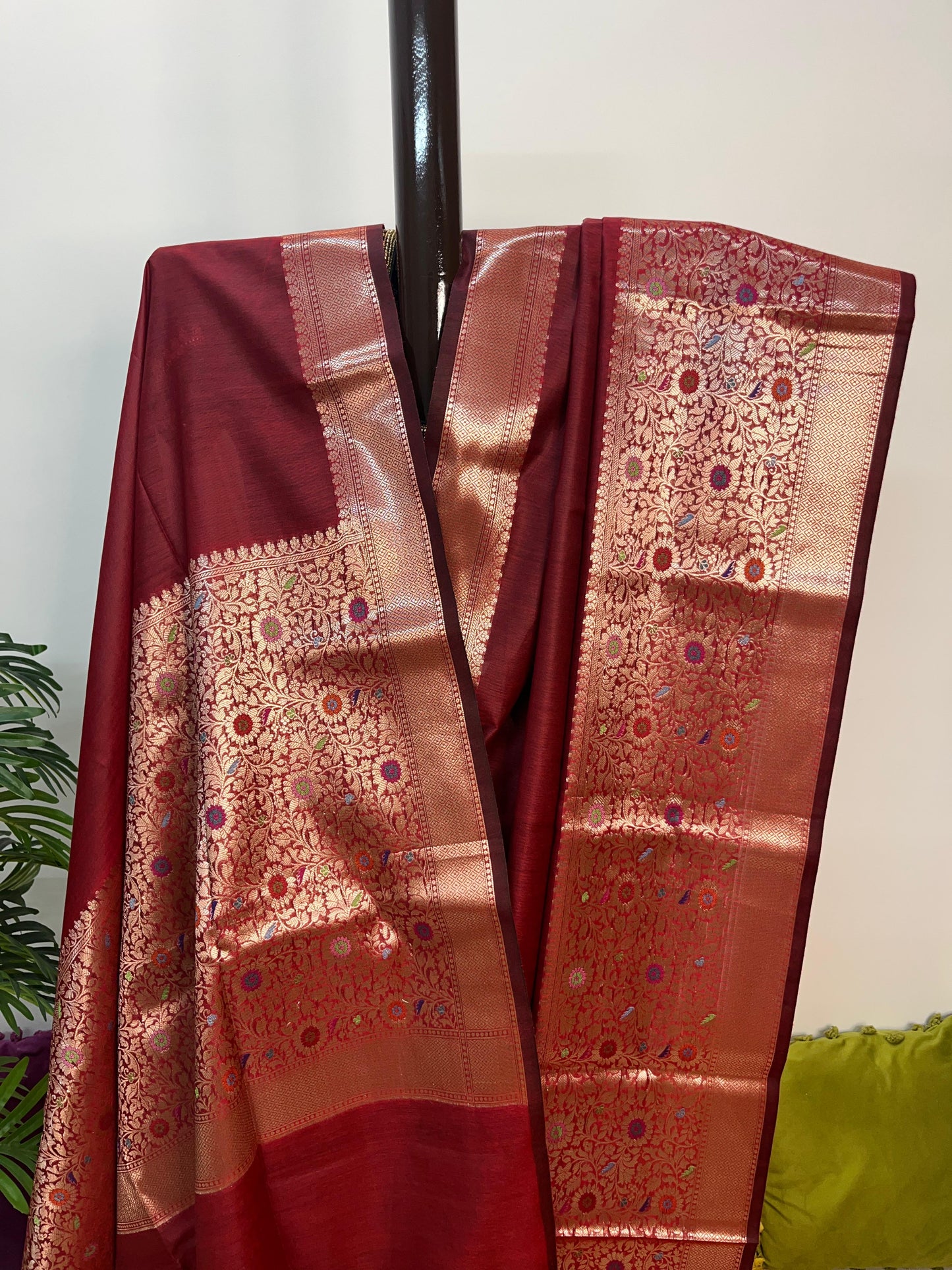Sold out Semi Munga Tussar Silk Banarasi Saree with Minakari Weaves-Sold in Bangalore