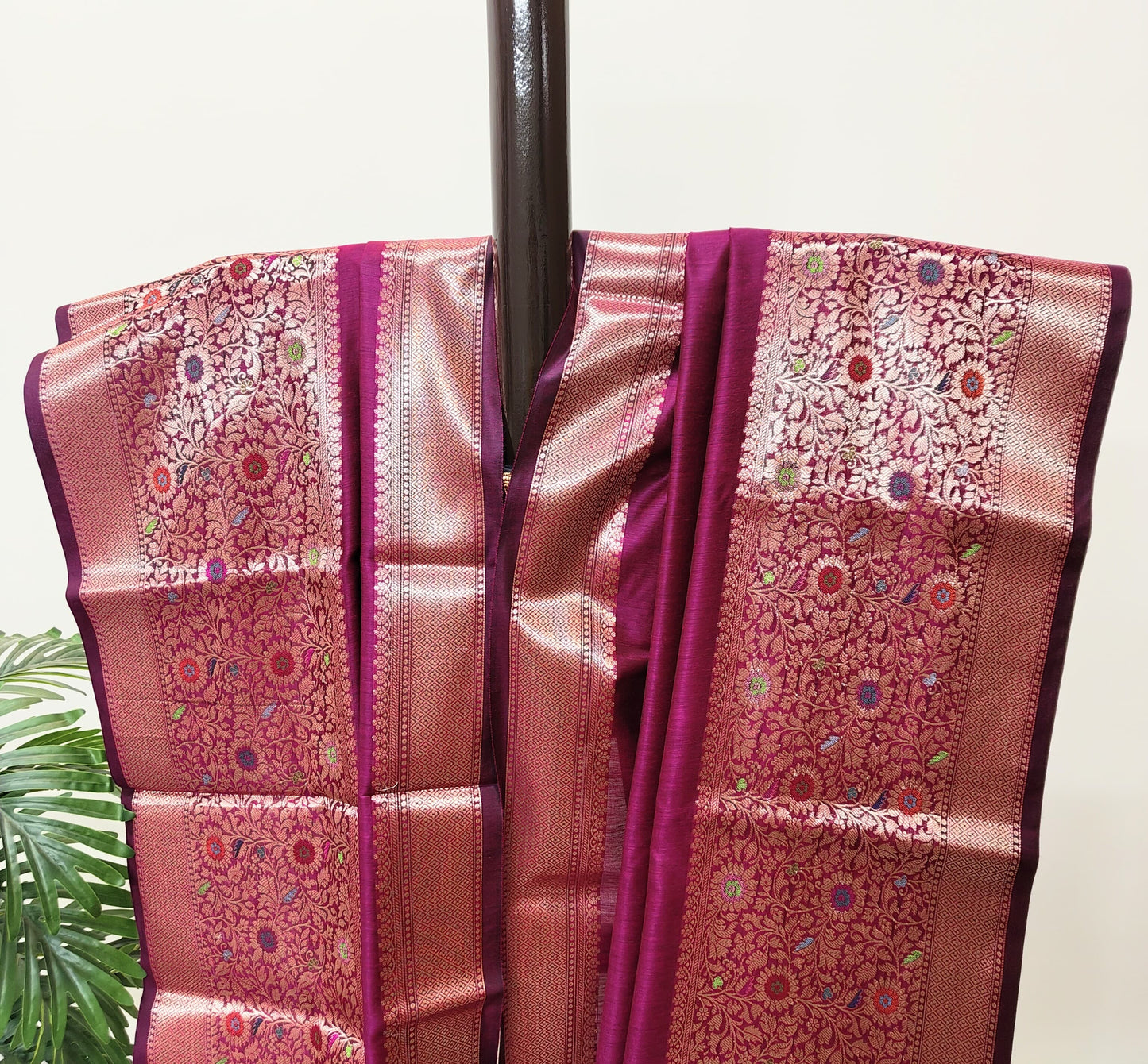 Semi Munga Tussar Silk Banarasi Saree with Minakari Weaves
