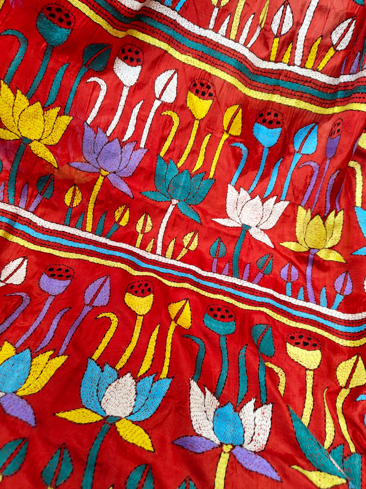 Blended Bangalore Silk Kantha Saree – A Graceful Artistry