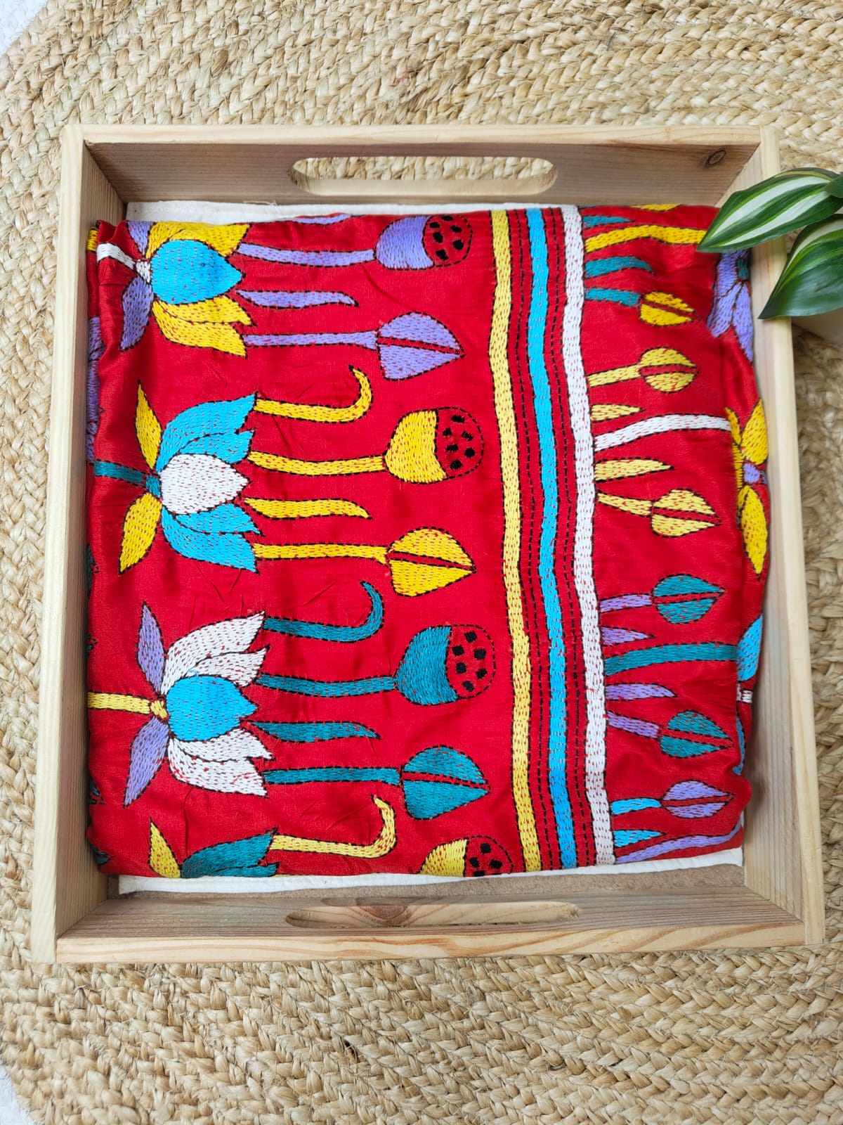 Blended Bangalore Silk Kantha Saree – A Graceful Artistry
