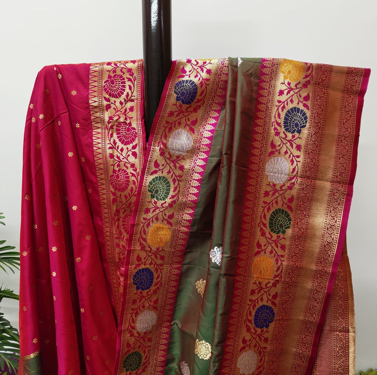 Katan Banarasi Semi Silk Saree – Premium Quality Minakari work with Golden and Silver Zari Weave