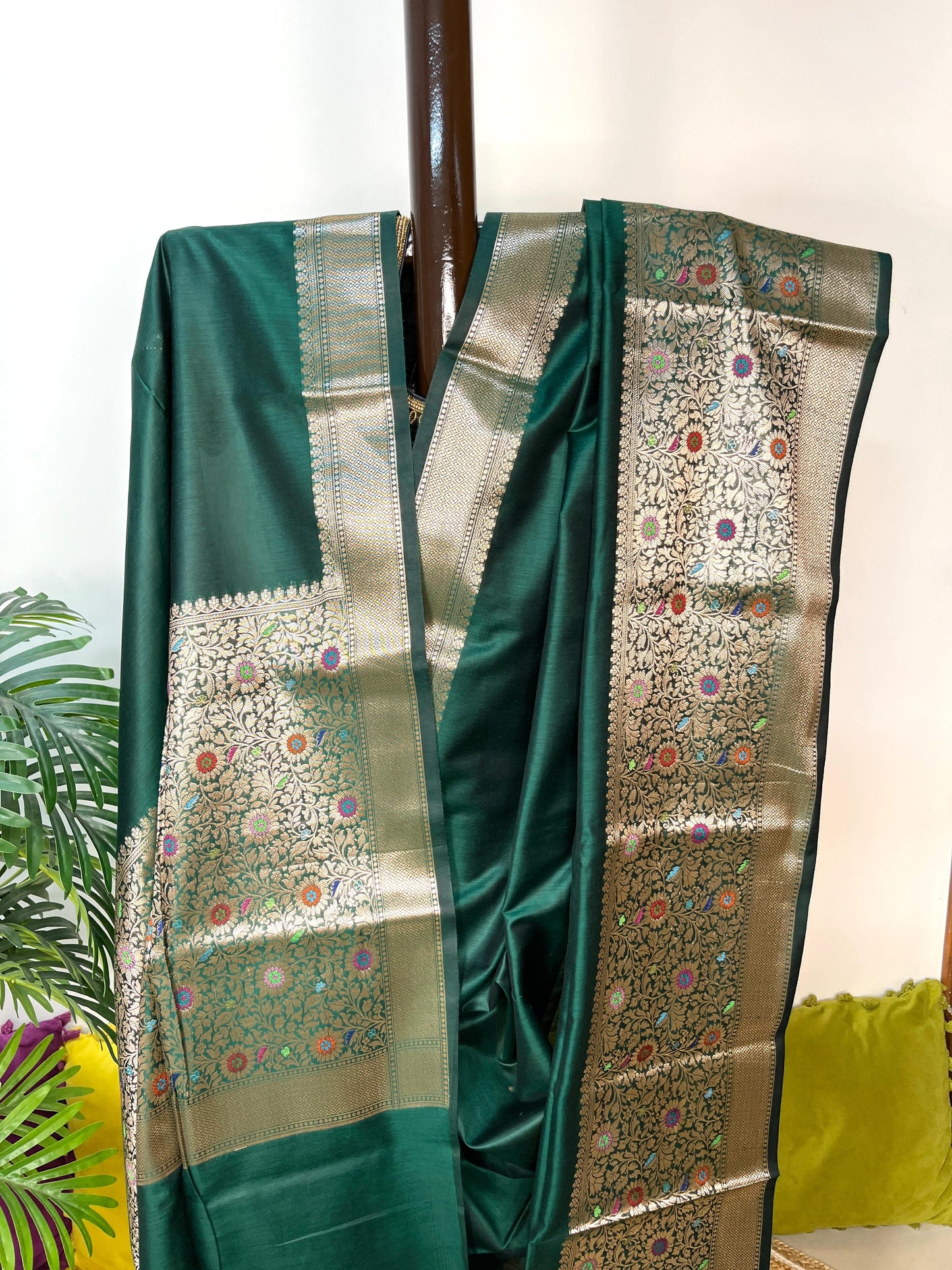 Semi Munga Tussar Silk Banarasi Saree with Minakari Weaves
