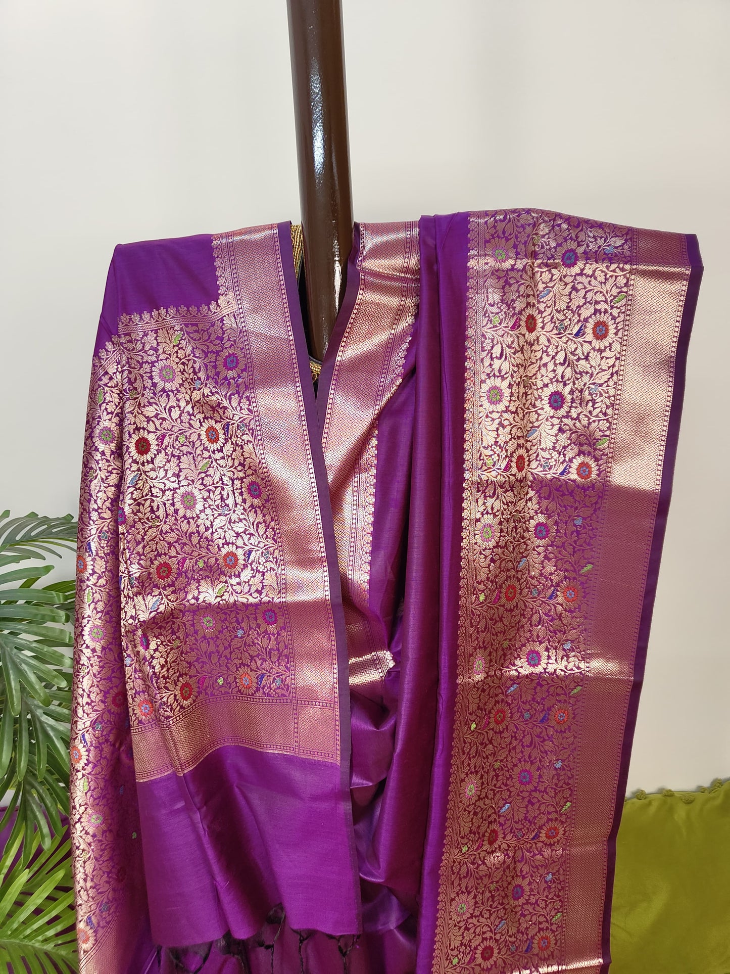 Sold Out Semi Munga Tussar Silk Banarasi Saree with Minakari Weaves
