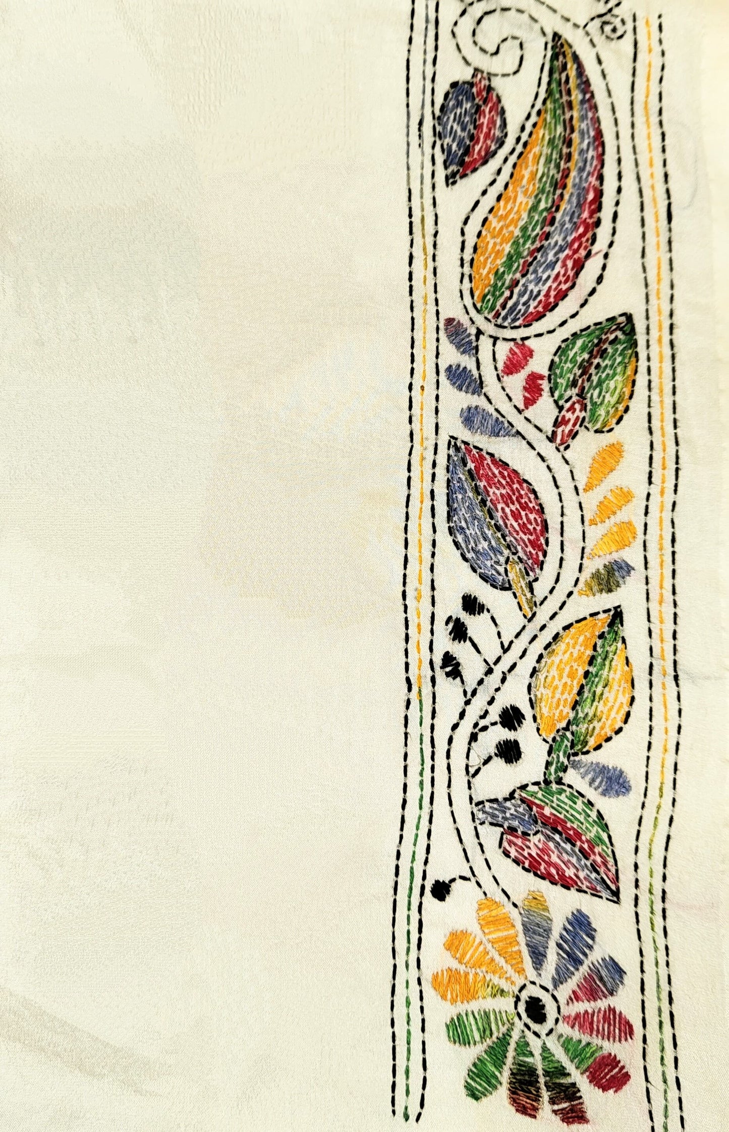 Blended Bangalore Silk Kantha Saree-A Village Pond Story