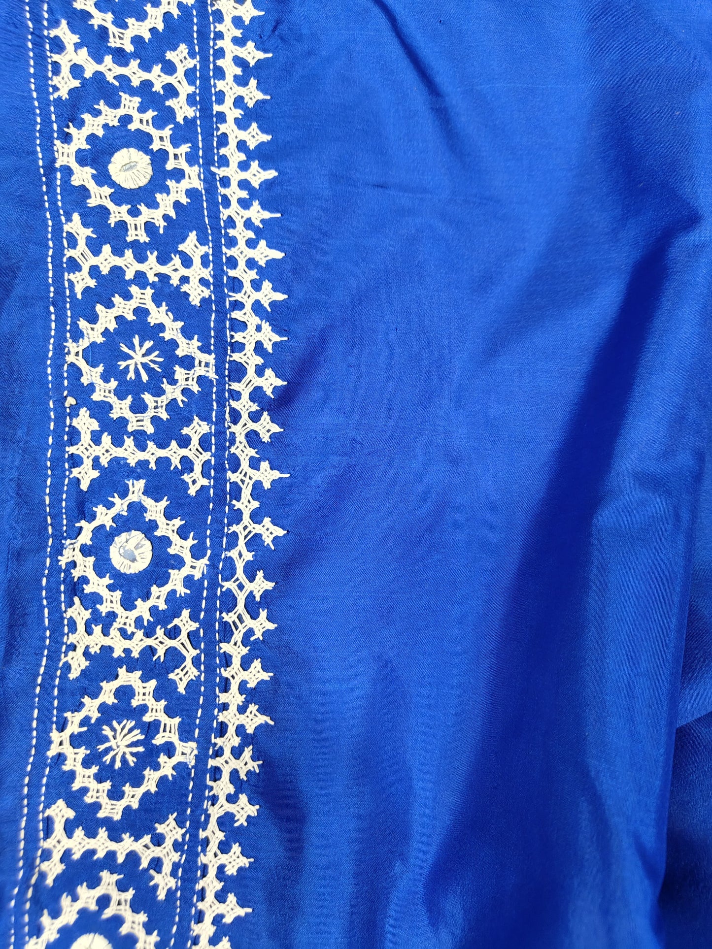 Blended Bangalore Silk Kantha Saree with Gujarati and Thousand Mirrors Embroidery