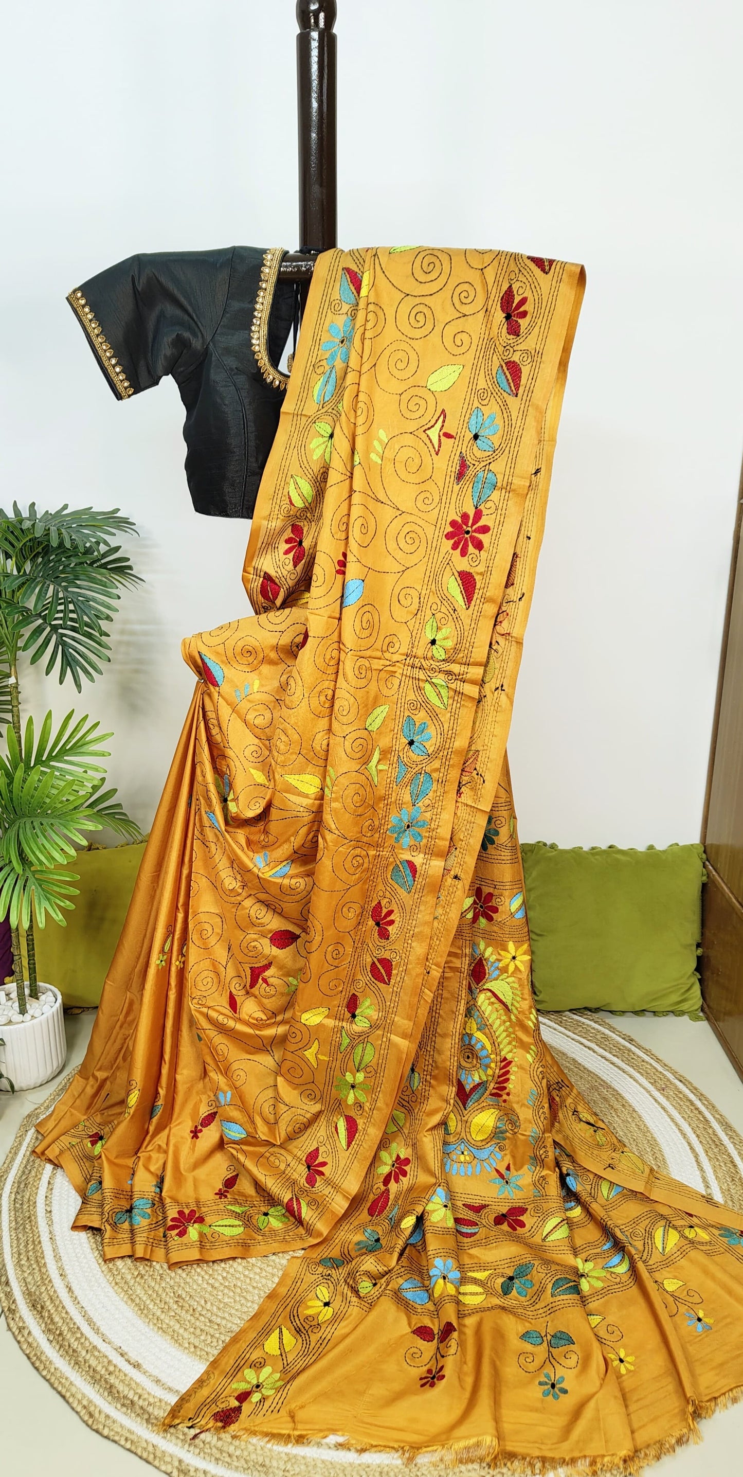 Blended Bangalore Silk Traditional Kantha Saree
