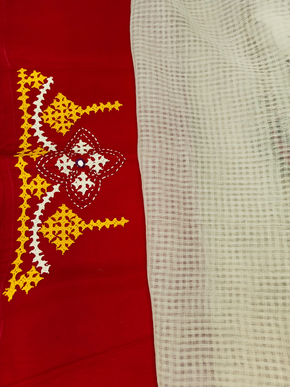 Sold out Pure Reshom Kota Saree with Gujarati and Kutch Hand Embroidery-Sold in Bangalore