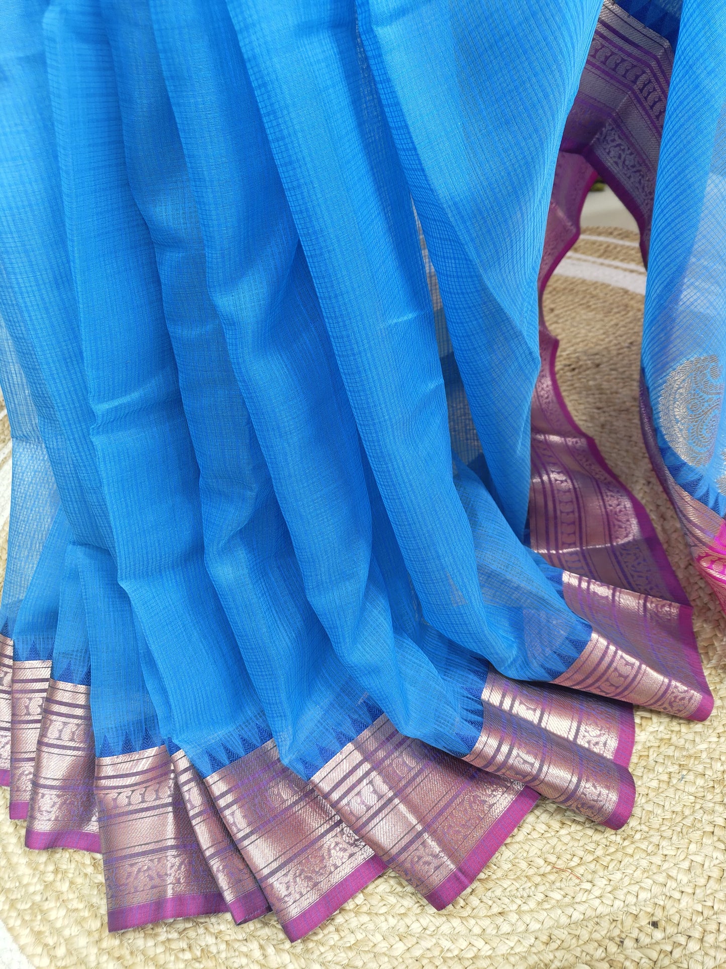 Kota Check Gadwal Semi Silk Saree with Ganga Yamuna Boarder-Sold in Abu Dhabi