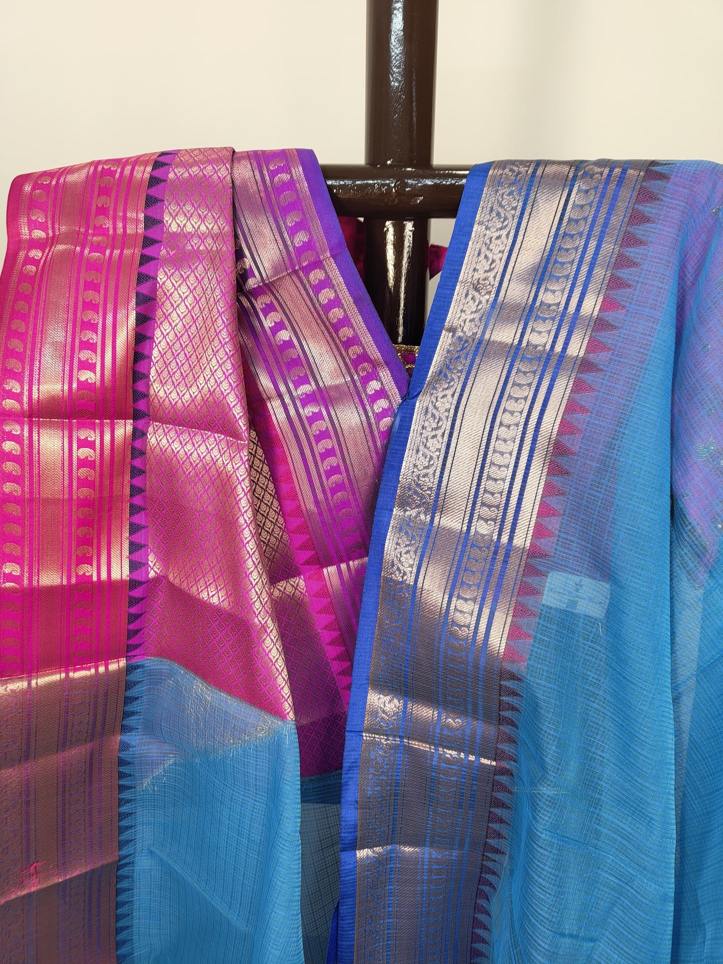 Kota Check Gadwal Semi Silk Saree with Ganga Yamuna Boarder-Sold in Abu Dhabi