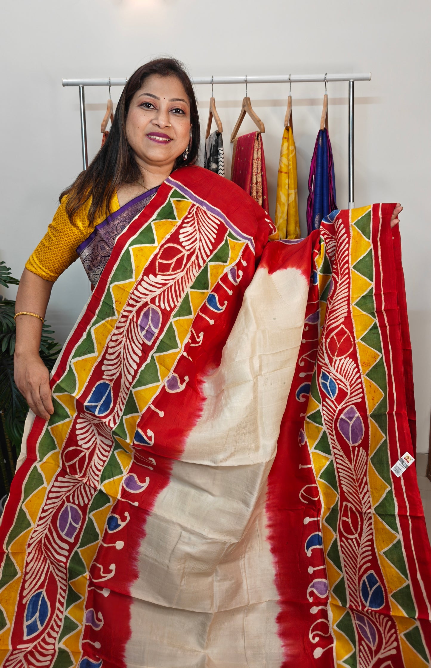 Sold out Pure Murshidabad 3-Ply Silk Hand painted Saree – Divine Grace of Durga Maa