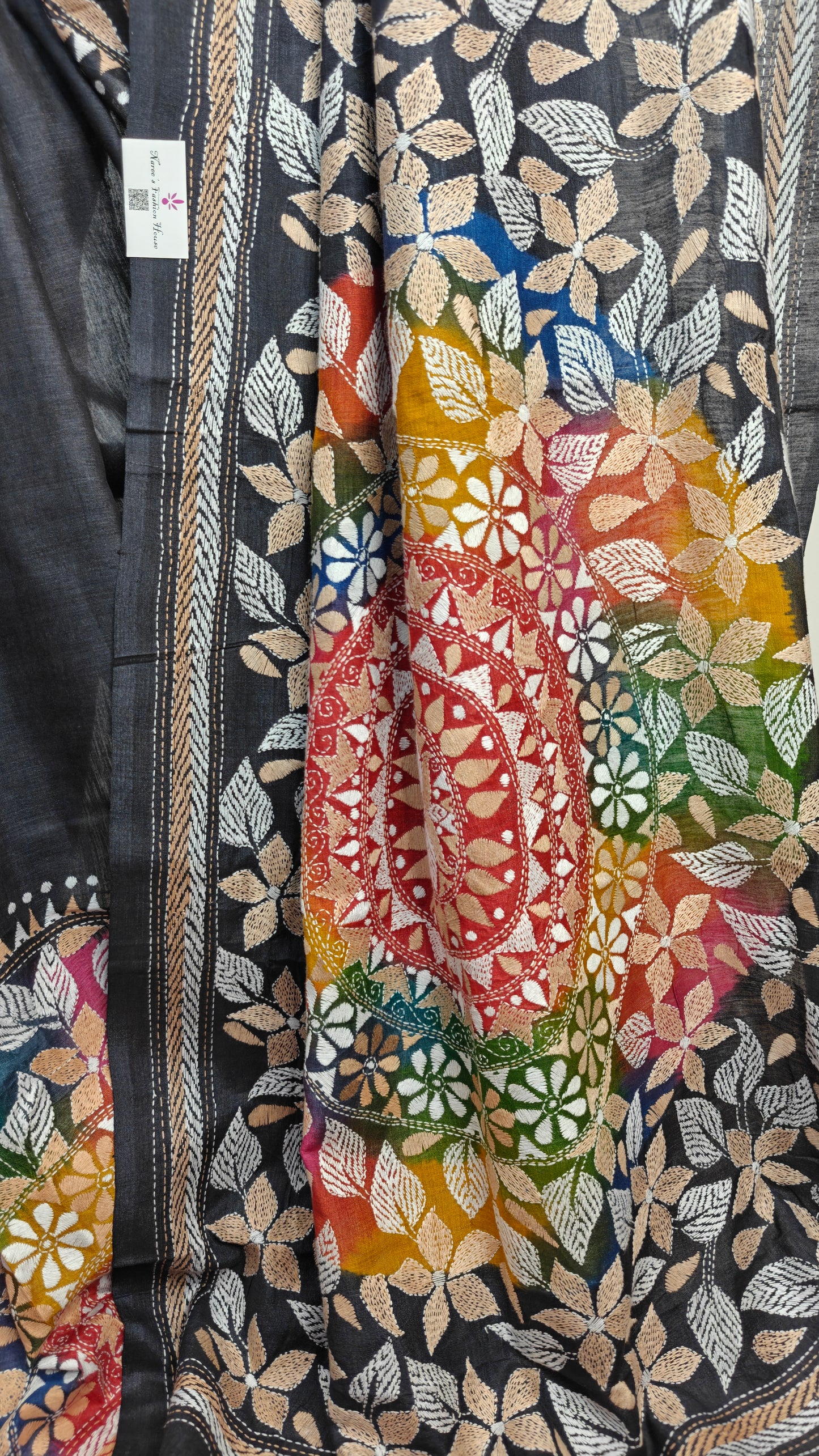 Sold out Pure Tussar Kanthastitch saree - Jewellery motif