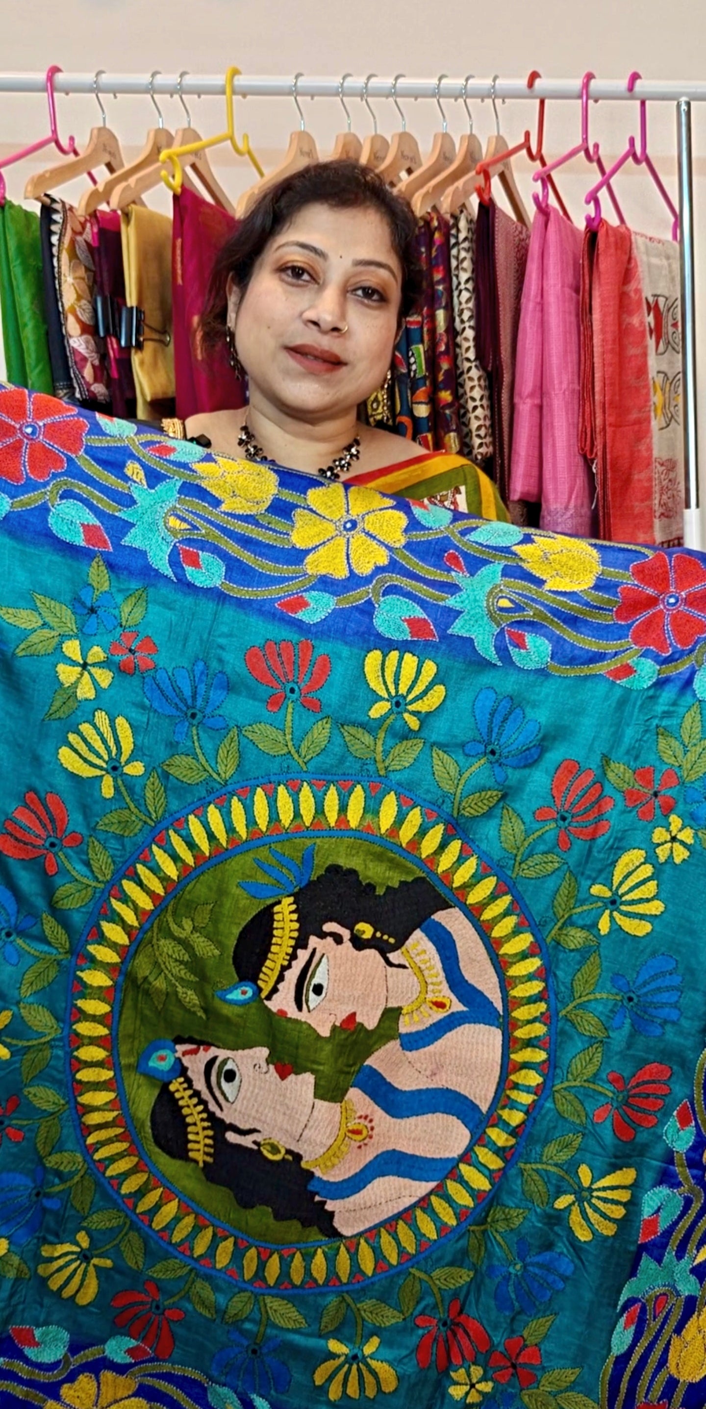 Sold out Pure Tussar Gachi Silk Kantha Stitch Saree