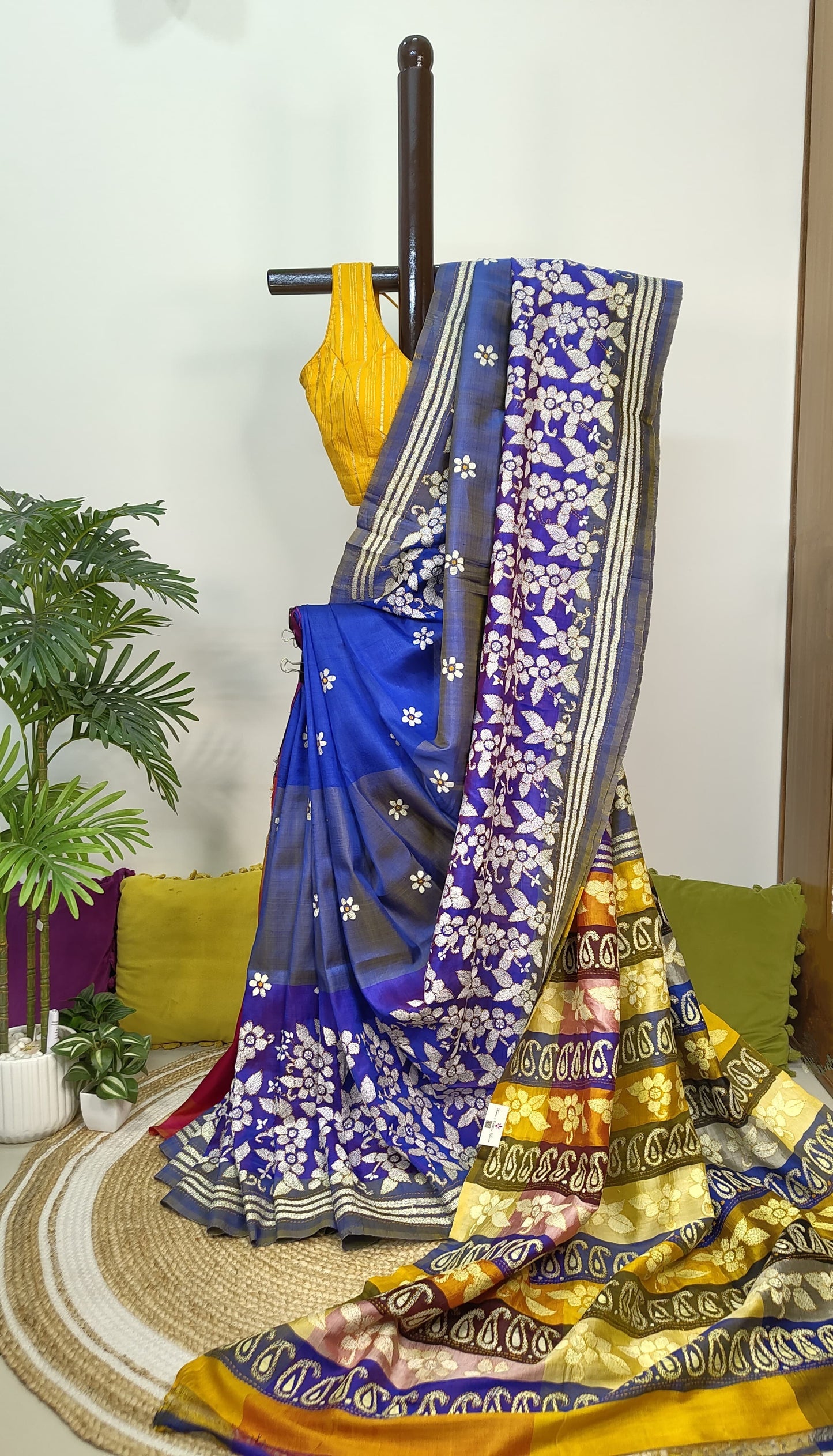 Sold out Pure Bishnupur Katan 4-Ply Silk, Kantha Saree on 3D tone