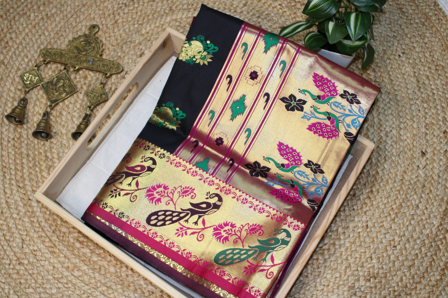 Paithani Semi Silk Saree Premium Quality in Stunning Black – A Timeless Classic