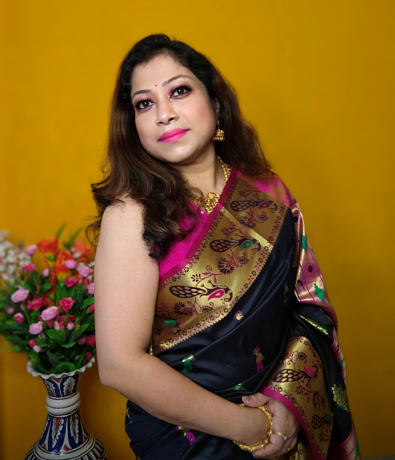 Paithani Semi Silk Saree Premium Quality in Stunning Black – A Timeless Classic