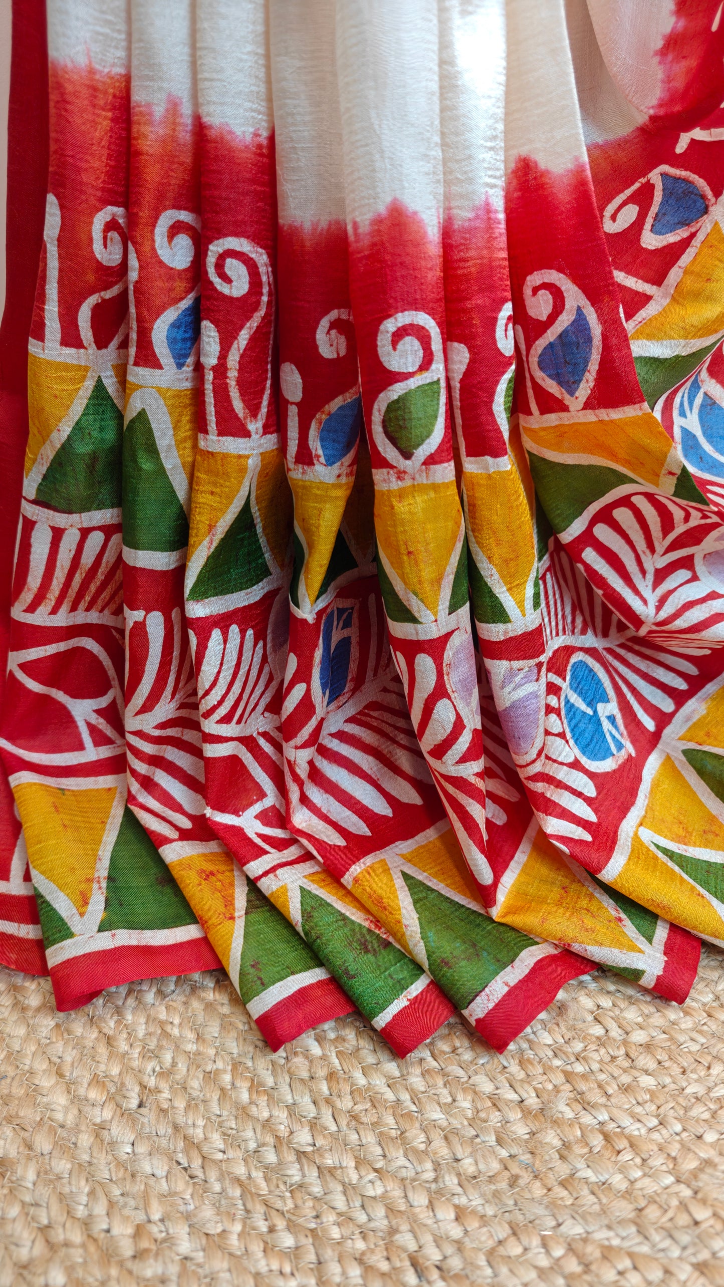 Sold Out Pure Murshidabad 3-Ply Silk Hand painted Saree – Divine Grace of Durga Maa-Sold in Bangalore