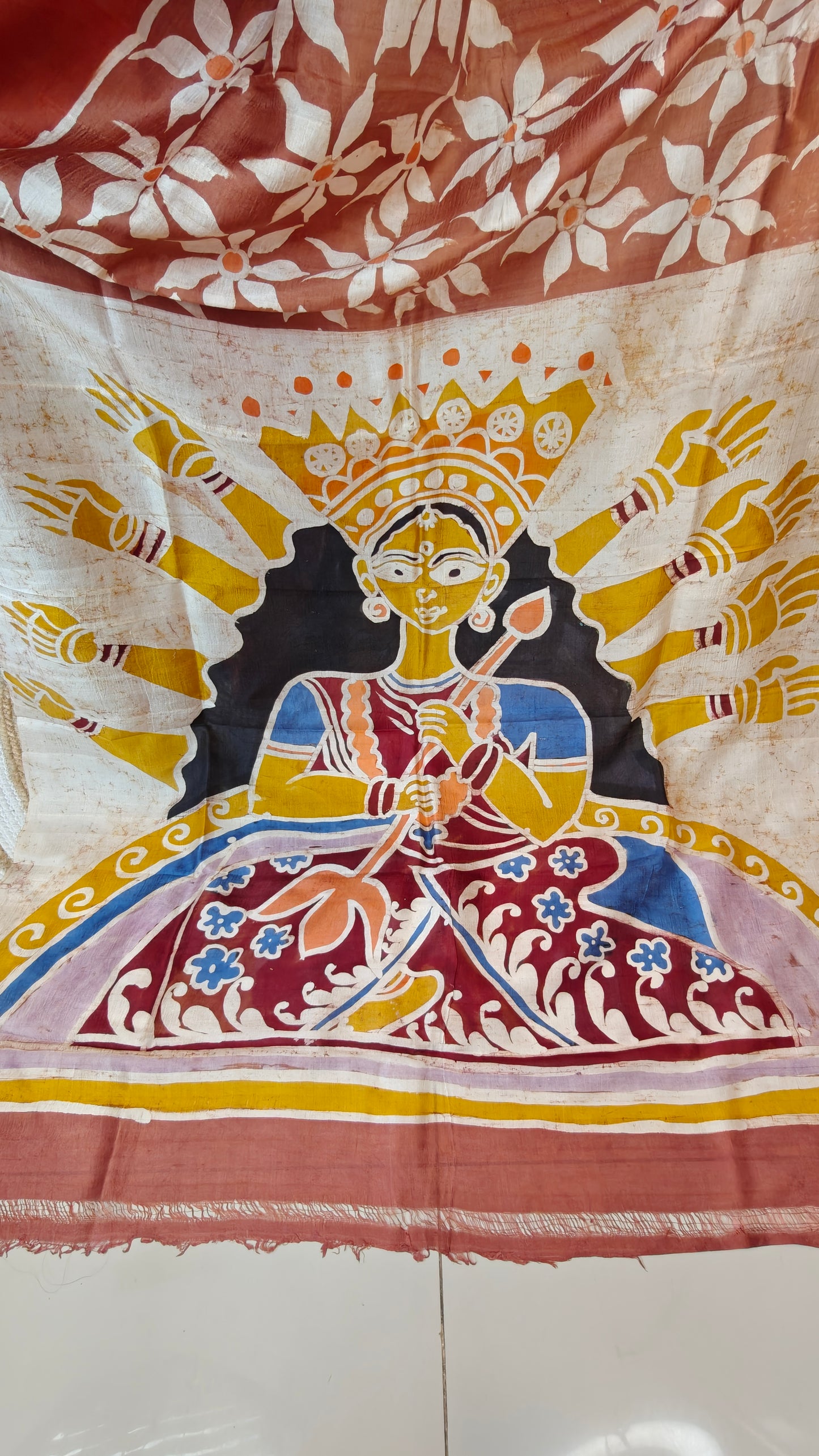 Sold out Pure Murshidabad Silk Saree – Hand painted , Shakti and Shuli