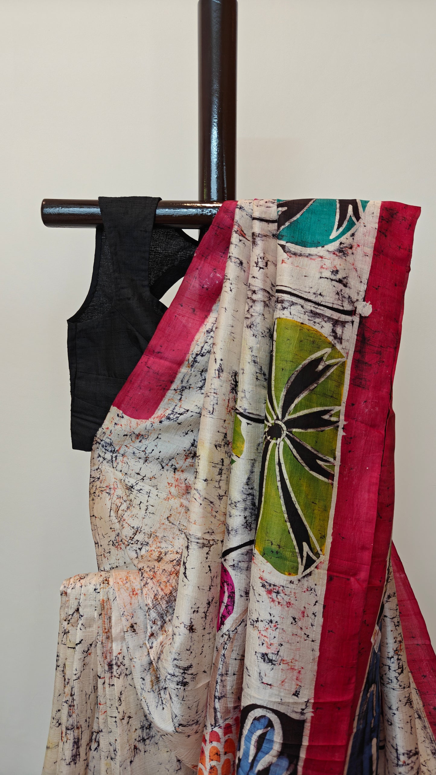 Pure Murshidabad 3-Ply Silk Mom batik Hand painted Saree – Nature’s Canvas in Silk