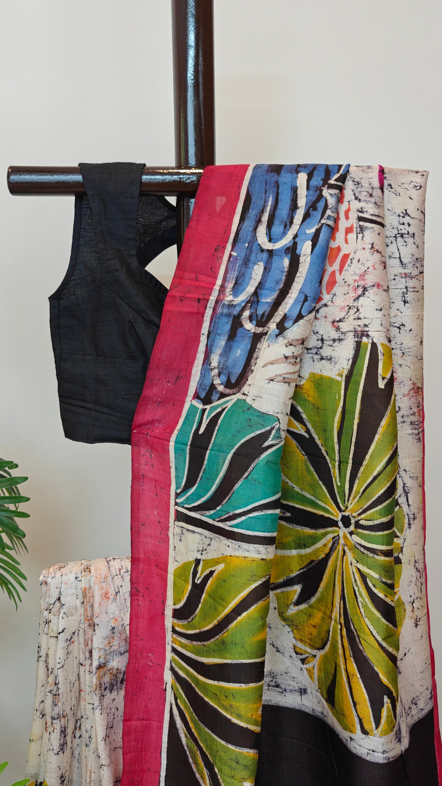 Pure Murshidabad 3-Ply Silk Mom batik Hand painted Saree – Nature’s Canvas in Silk