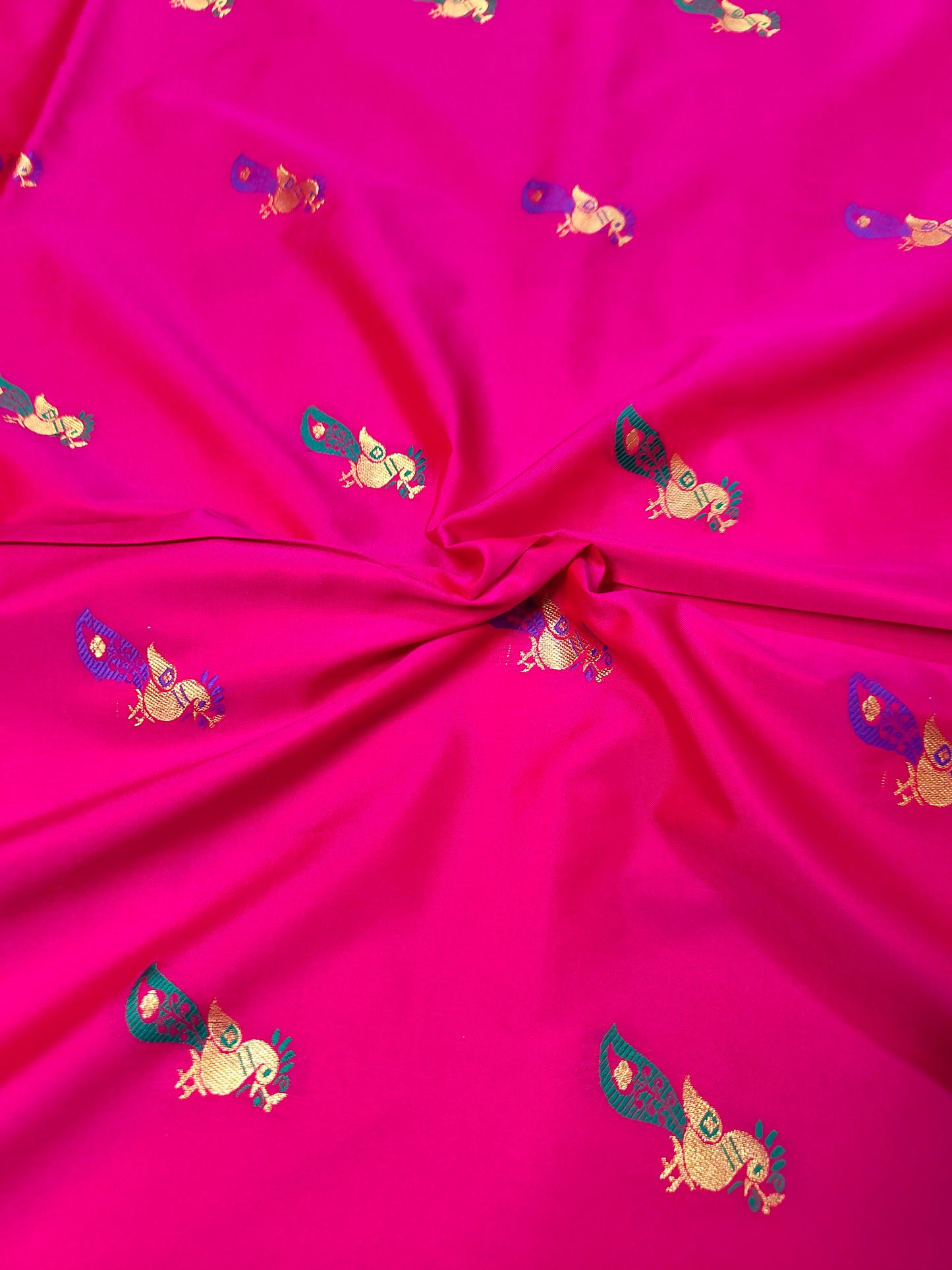 Sold Out, Paithani Semi Silk Saree, Premium Quality Stunning Fuchsia Pink with Golden Traditional Border-Sold in Bangalore-Sold in Bangalore