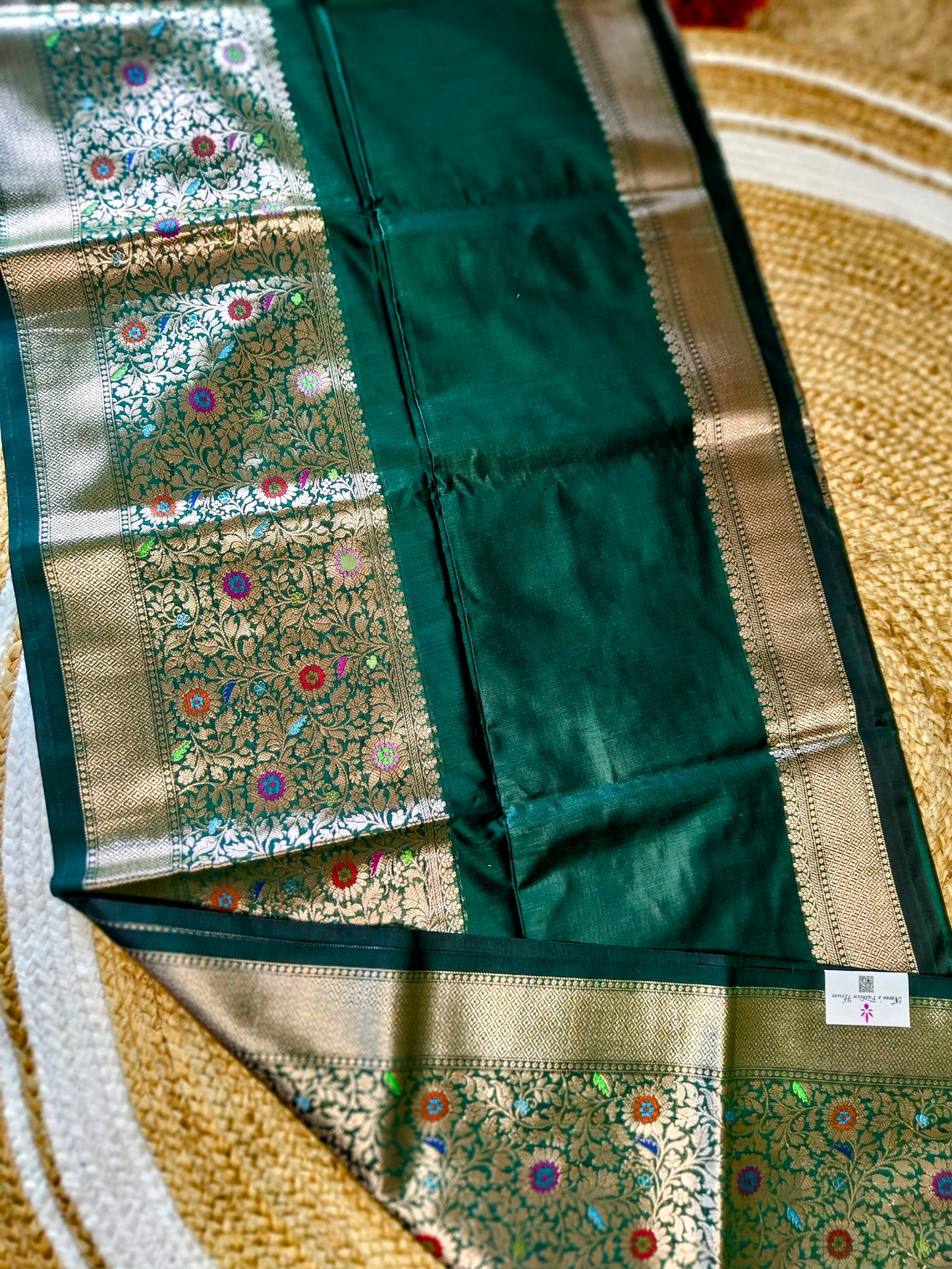 Semi Munga Tussar Silk Banarasi Saree with Minakari Weaves