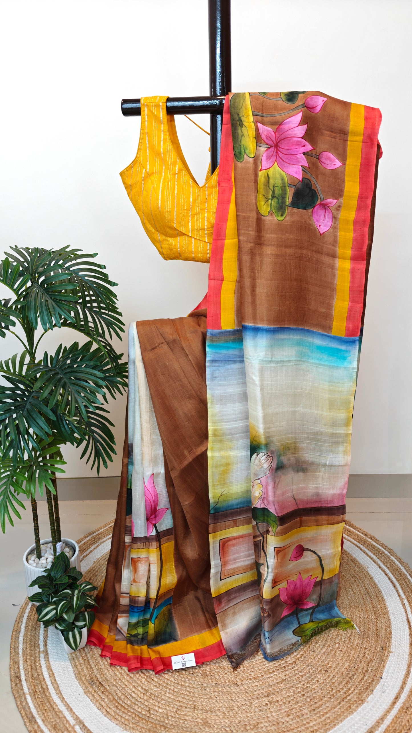 Pure Murshidabad Silk Hand-Painted Concept Saree