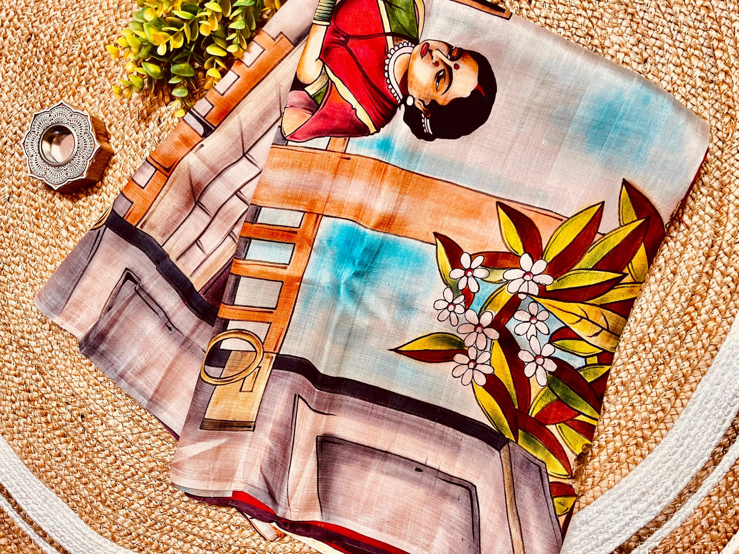 Sold out Pure Murshidabad Silk Hand-Painted Concept Saree-Sold in Bangalore