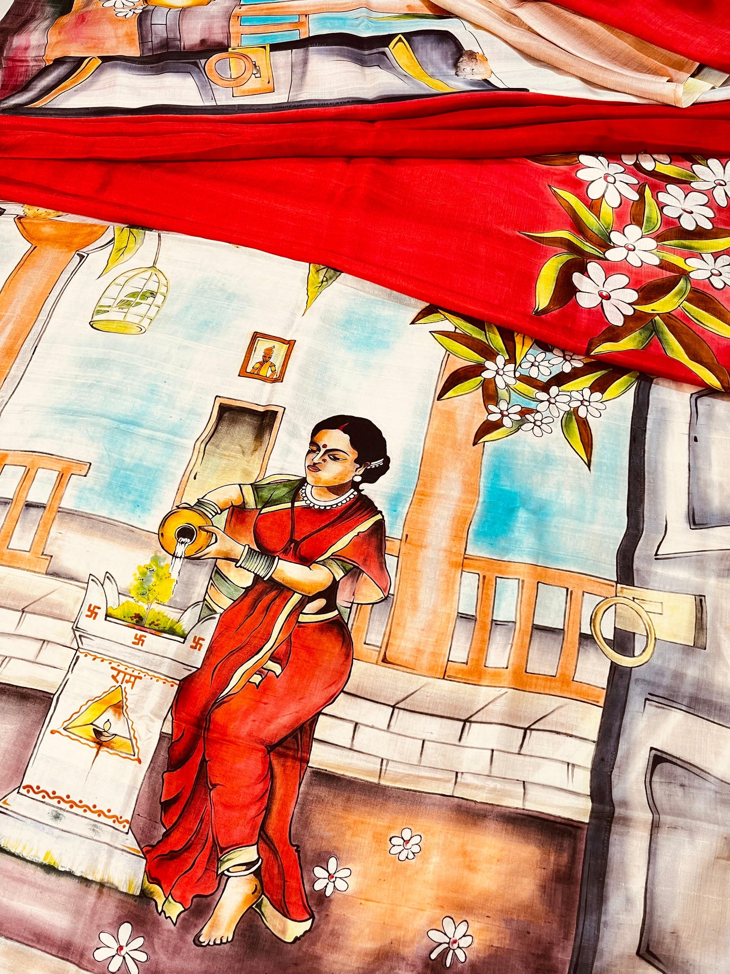 Sold out Pure Murshidabad Silk Hand-Painted Concept Saree-Sold in Bangalore