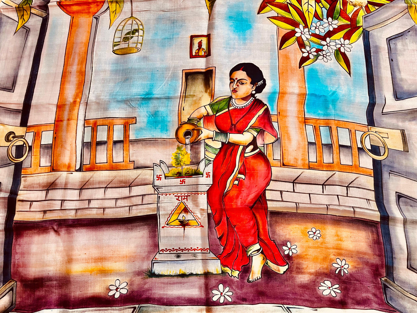 Sold out Pure Murshidabad Silk Hand-Painted Concept Saree-Sold in Bangalore