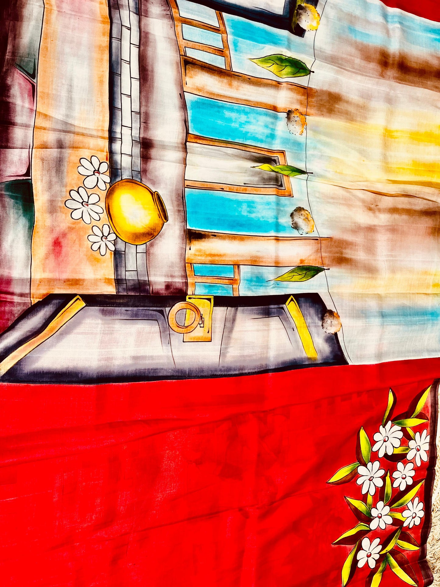 Sold out Pure Murshidabad Silk Hand-Painted Concept Saree-Sold in Bangalore