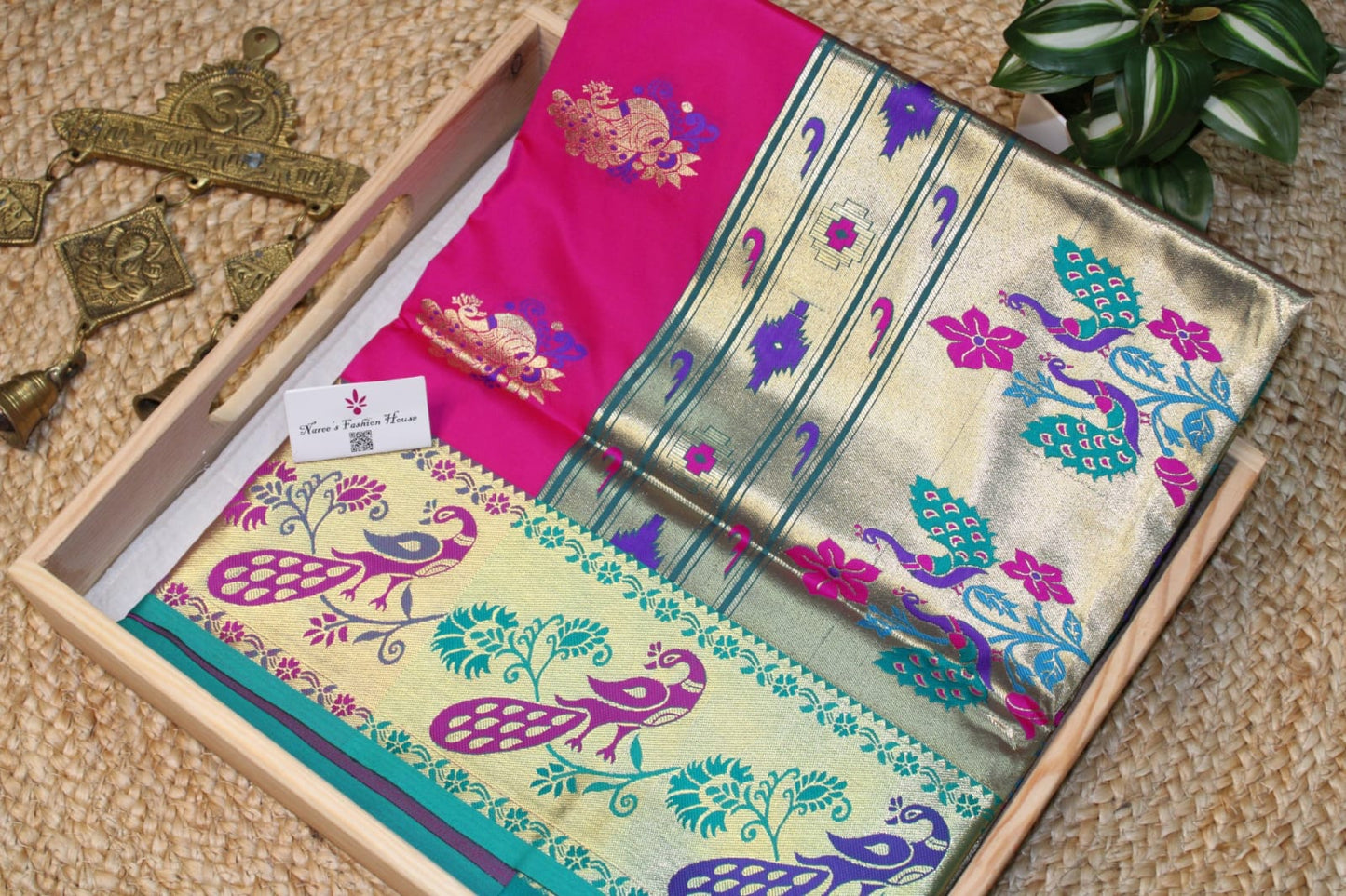 Sold Out, Paithani Semi Silk Saree, Premium Quality Stunning Fuchsia Pink with Golden Traditional Border-Sold in Bangalore-Sold in Bangalore