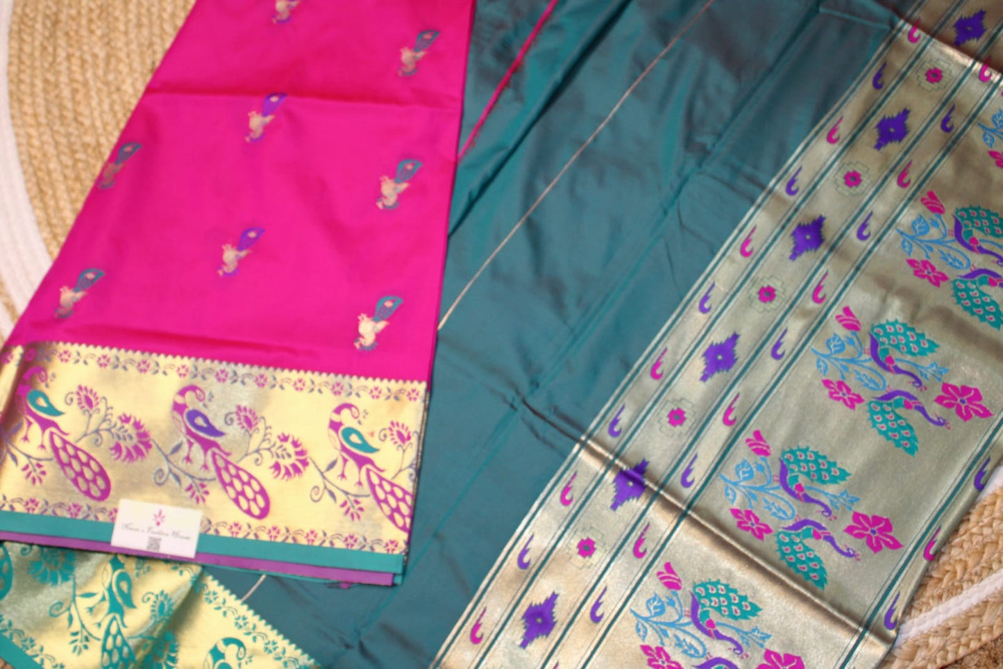 Sold Out, Paithani Semi Silk Saree, Premium Quality Stunning Fuchsia Pink with Golden Traditional Border-Sold in Bangalore-Sold in Bangalore