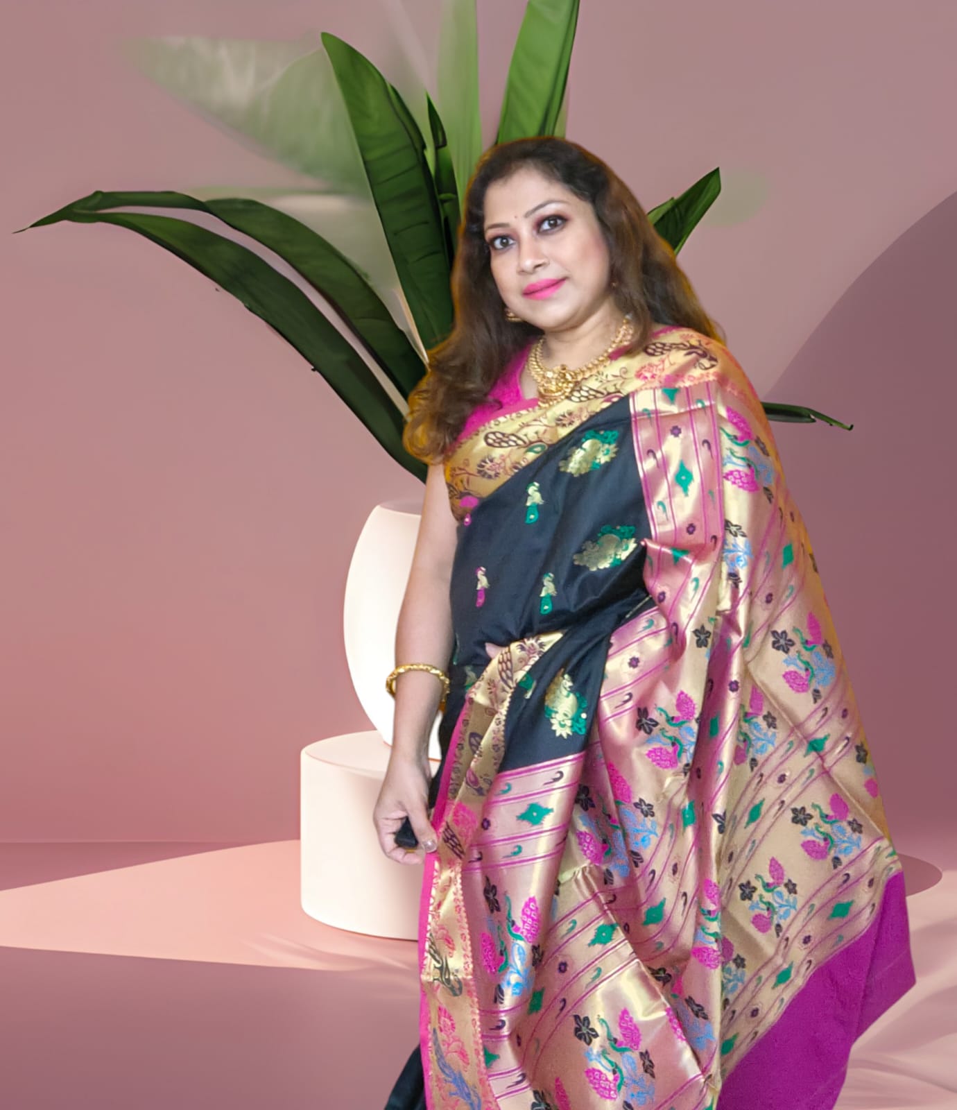 Paithani Semi Silk Saree Premium Quality in Stunning Black – A Timeless Classic