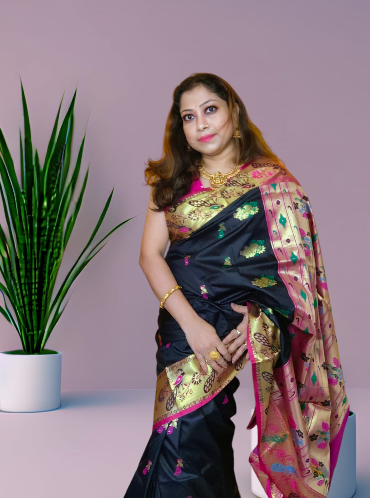 Paithani Semi Silk Saree Premium Quality in Stunning Black – A Timeless Classic