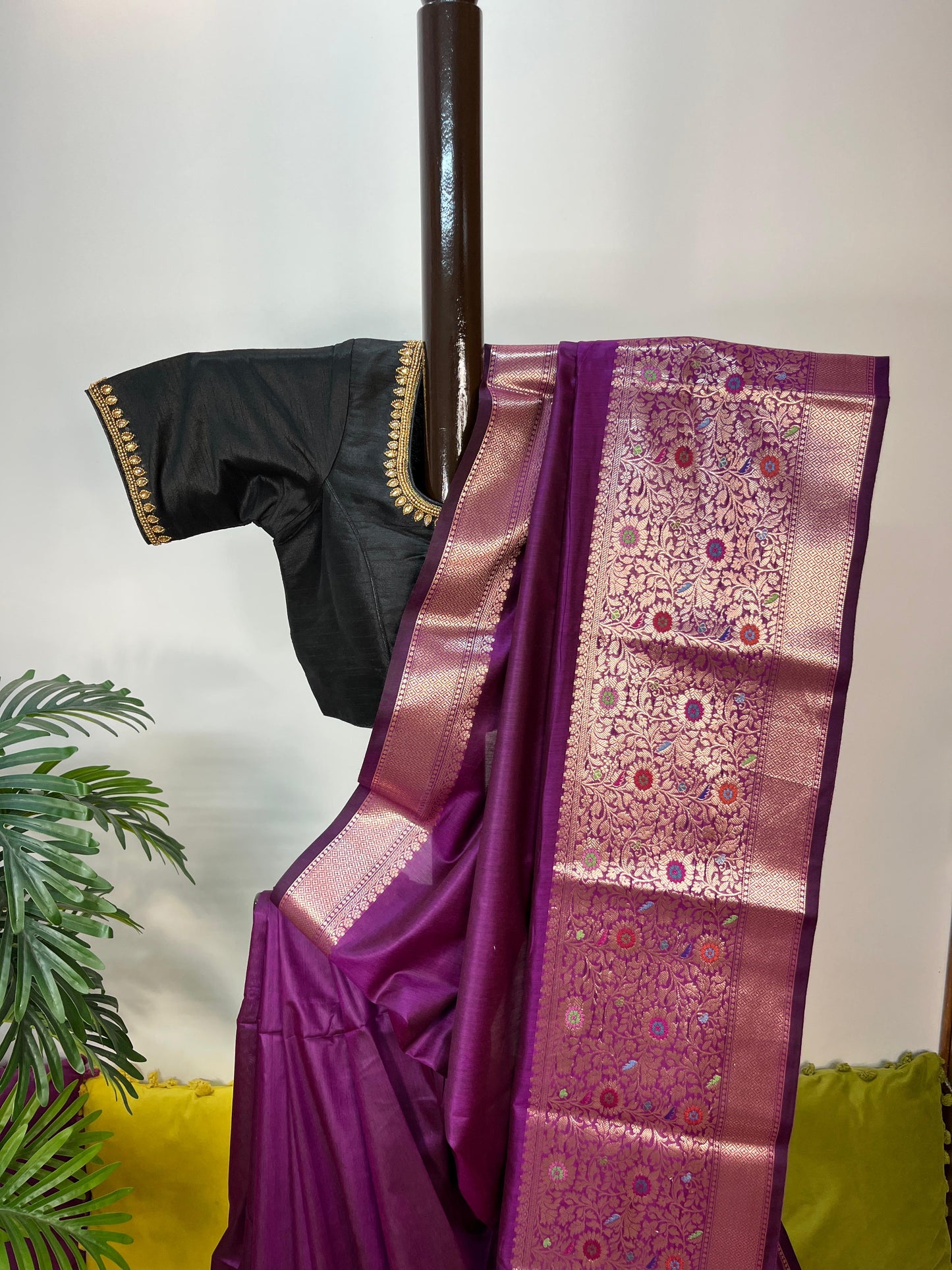 Sold Out Semi Munga Tussar Silk Banarasi Saree with Minakari Weaves