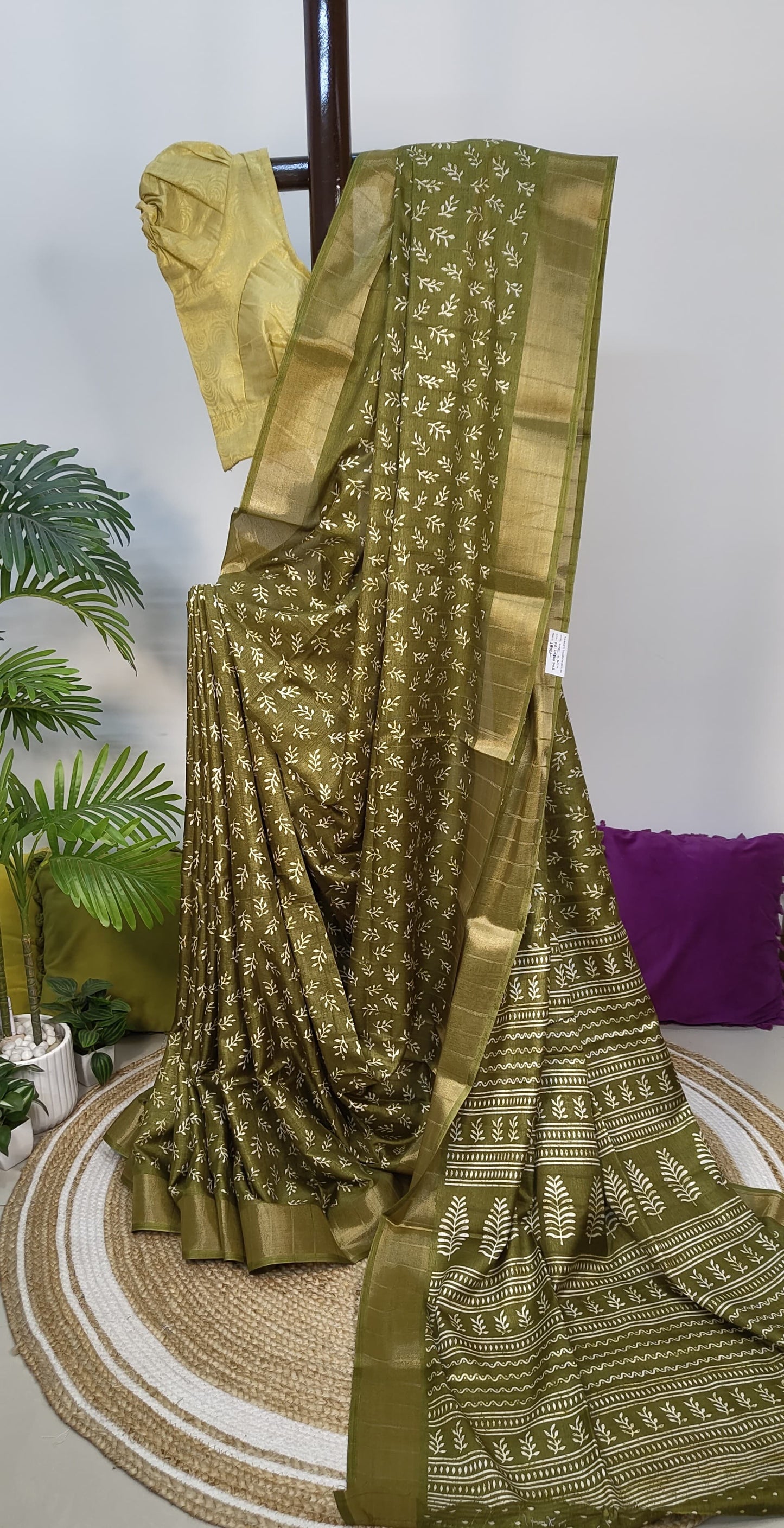 Sold Out Semi Tussar Matka With Bagru print and Zari Border-Sold in Abu Dhabi