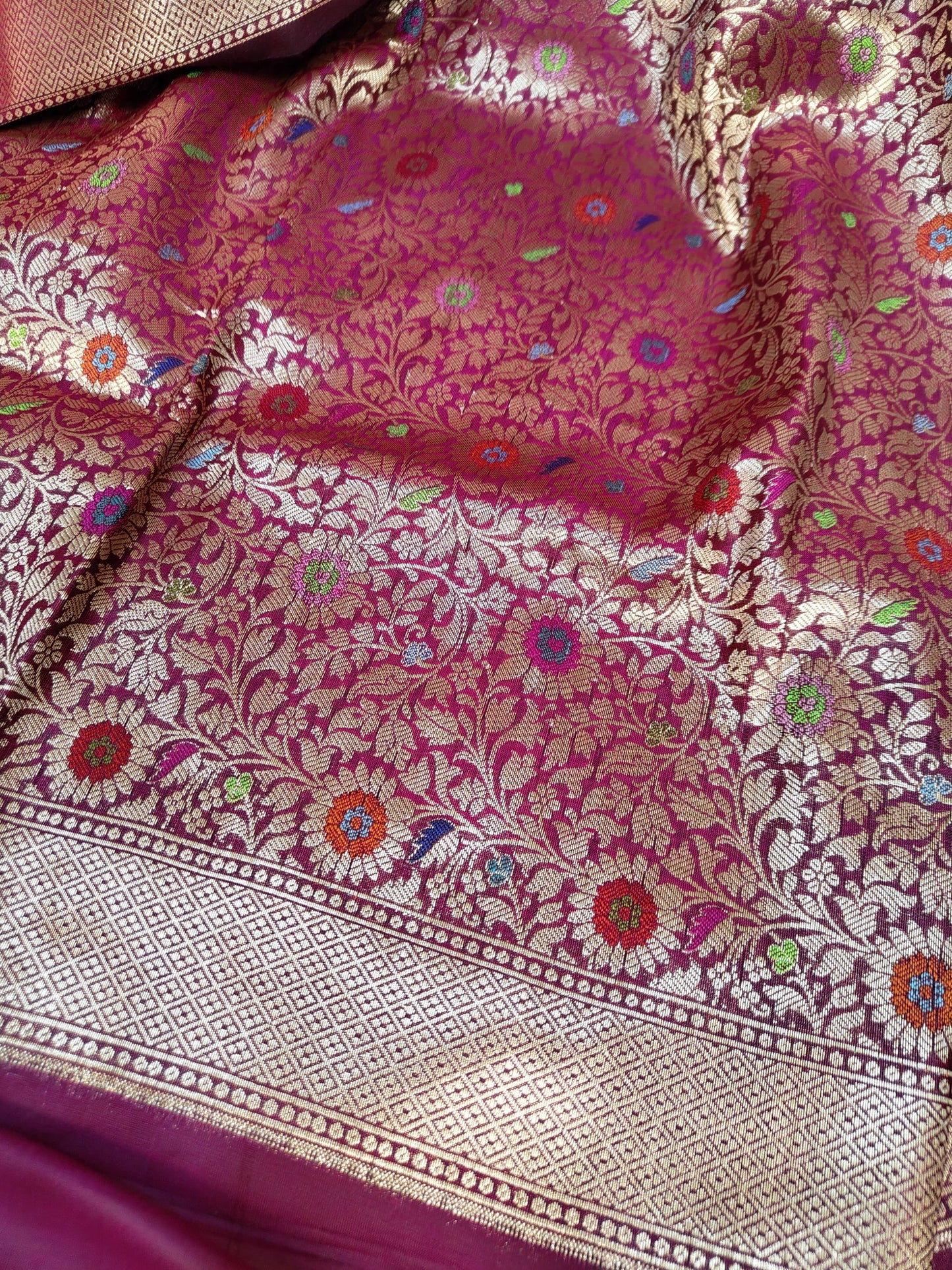 Semi Munga Tussar Silk Banarasi Saree with Minakari Weaves