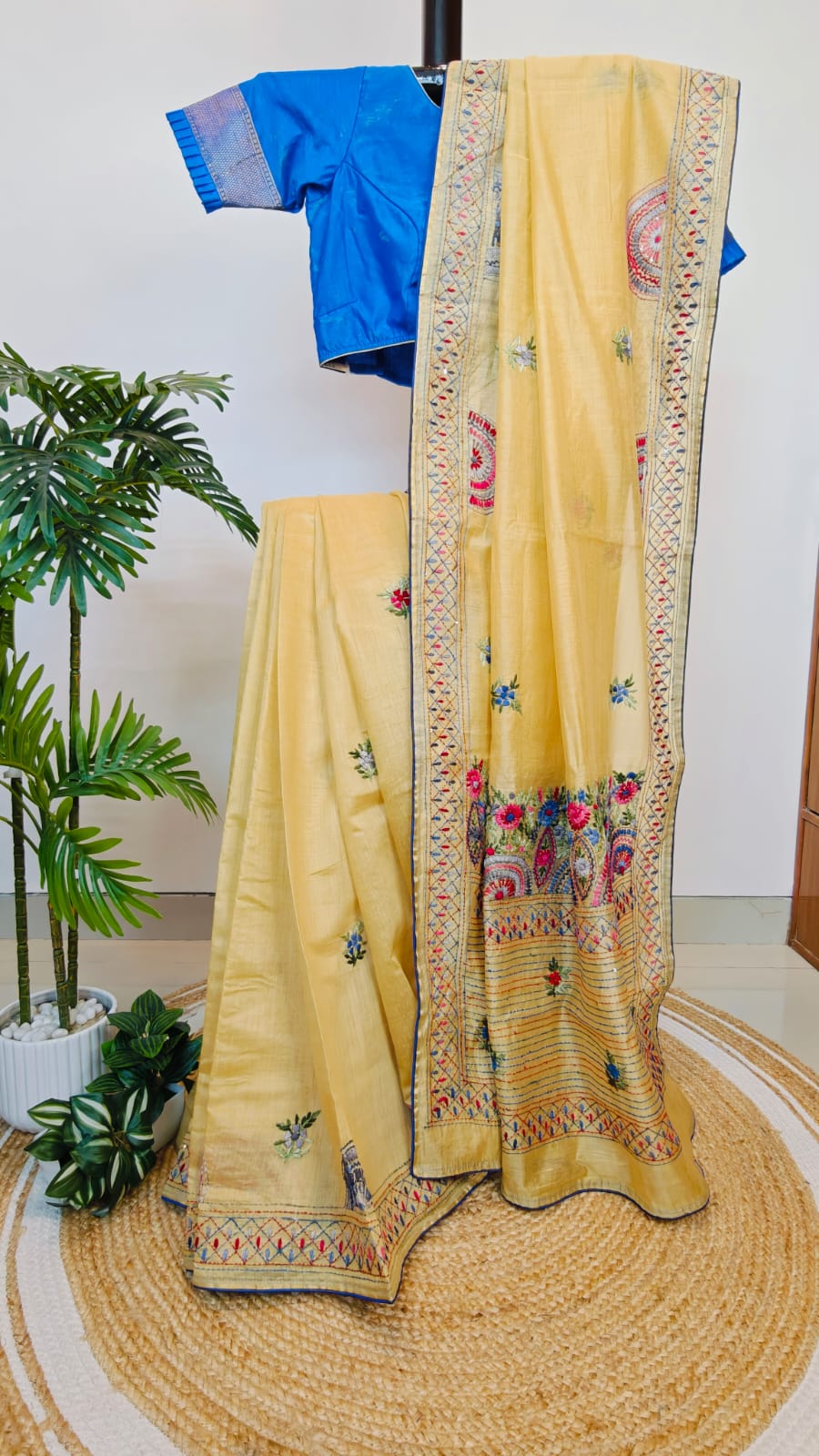 Sold out Soft Silk Parsi Bullion Hand Embroidered Saree-Regal Threads on Gentle Silk