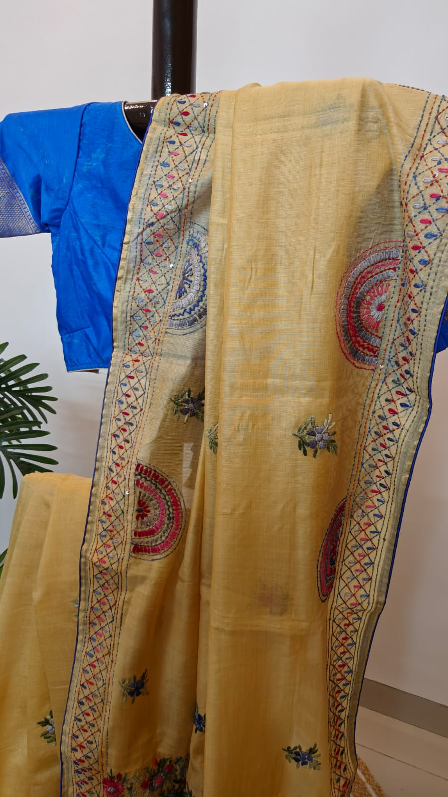 Sold out Soft Silk Parsi Bullion Hand Embroidered Saree-Regal Threads on Gentle Silk