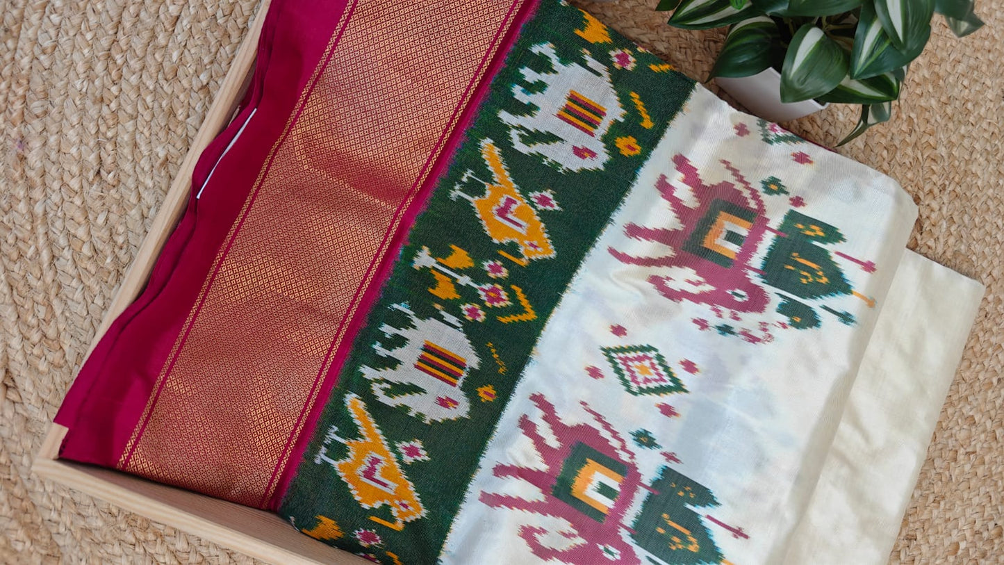 Sold Out Pochampalli Patola Ikkat Pure Silk Saree – A Symphony of Tradition & Grace-Sold in Bangalore