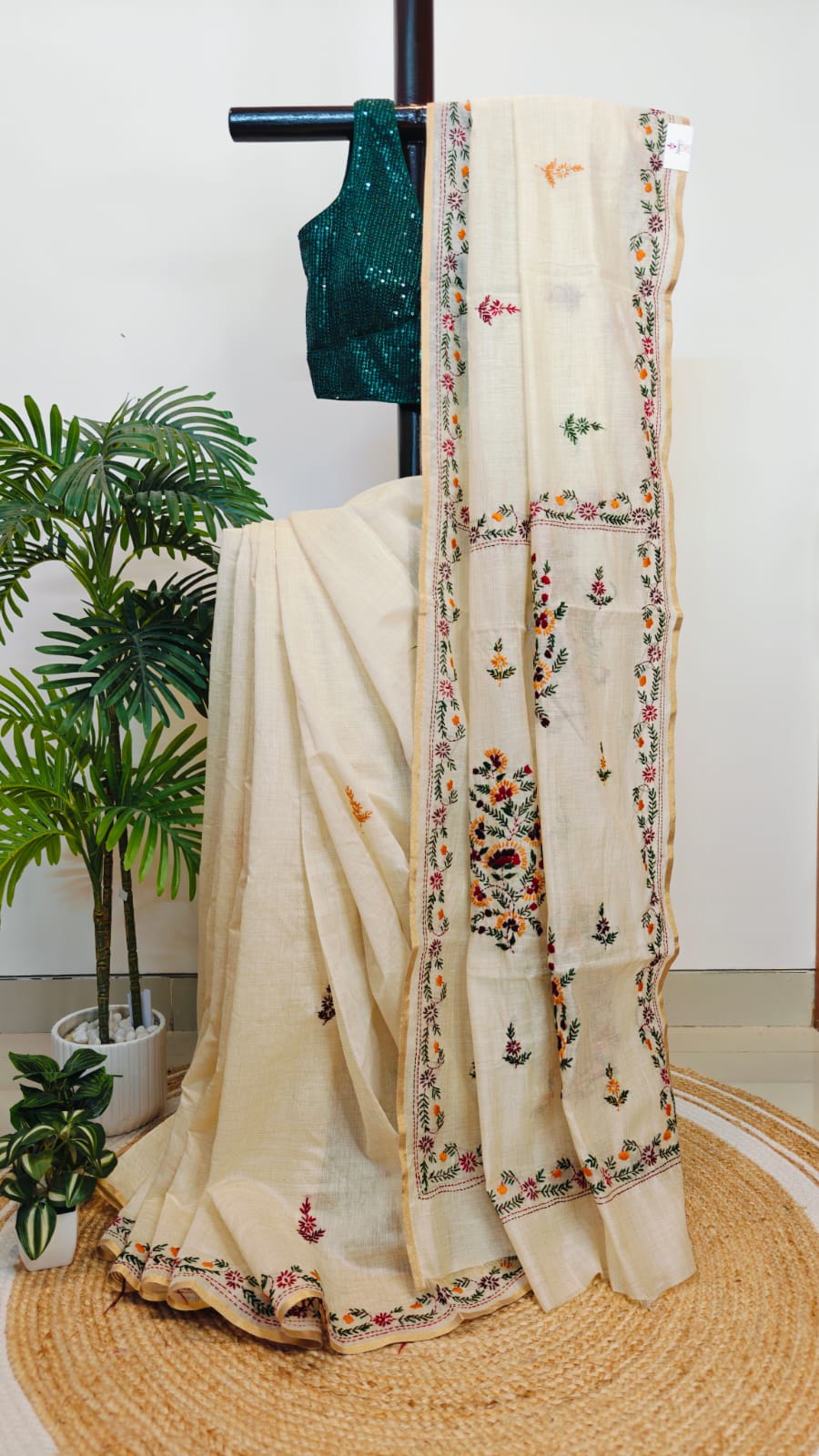 Sold Out Soft silk Hand Parsi and Kantha Fusion