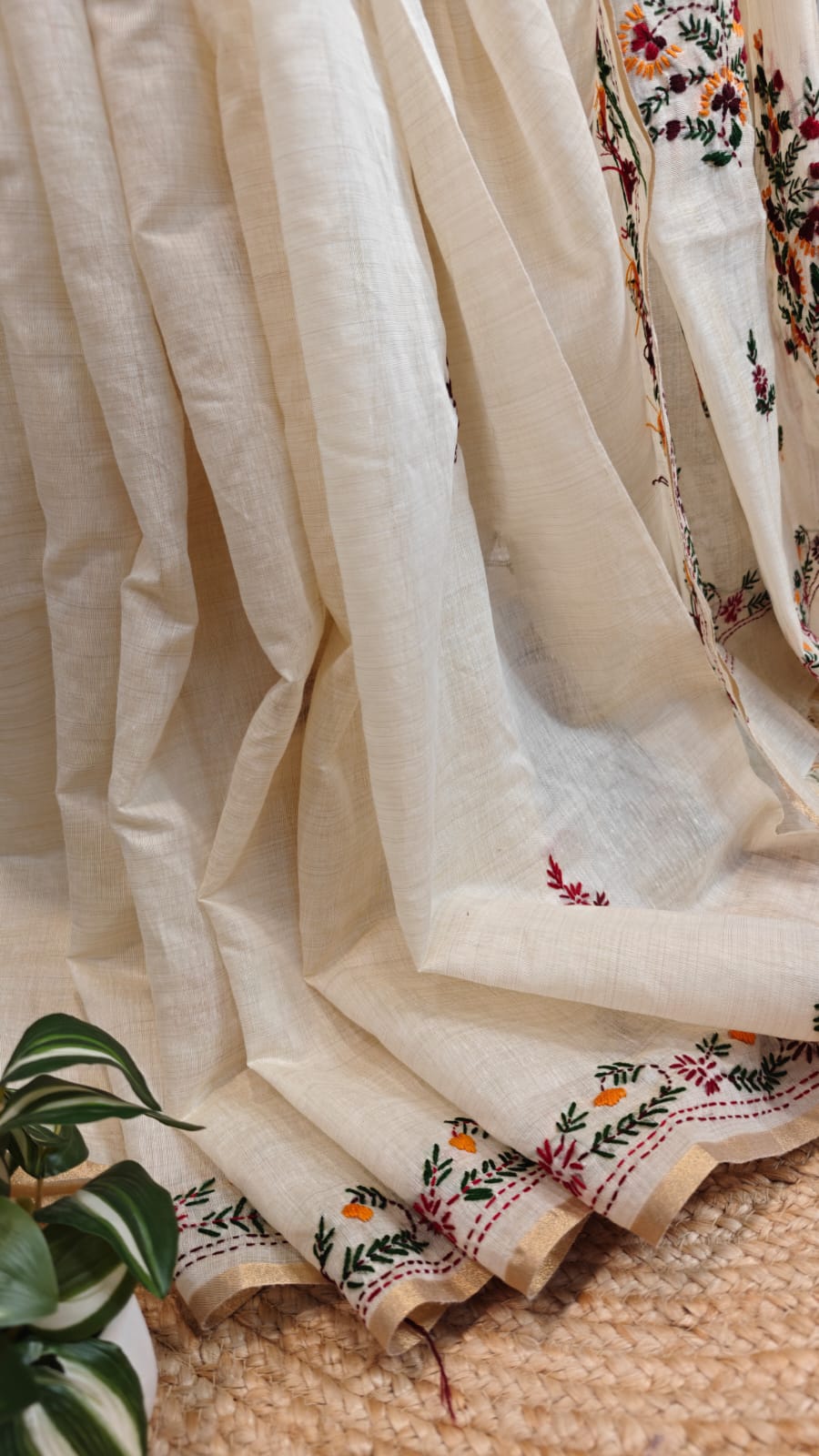 Sold Out Soft silk Hand Parsi and Kantha Fusion