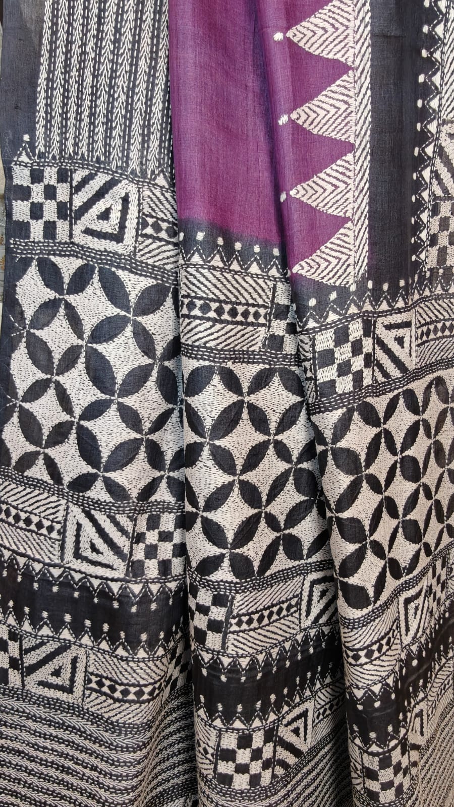 Pure Tussar Gachi by Gachi Silk Kantha Stitch Saree – A Timeless Masterpiece