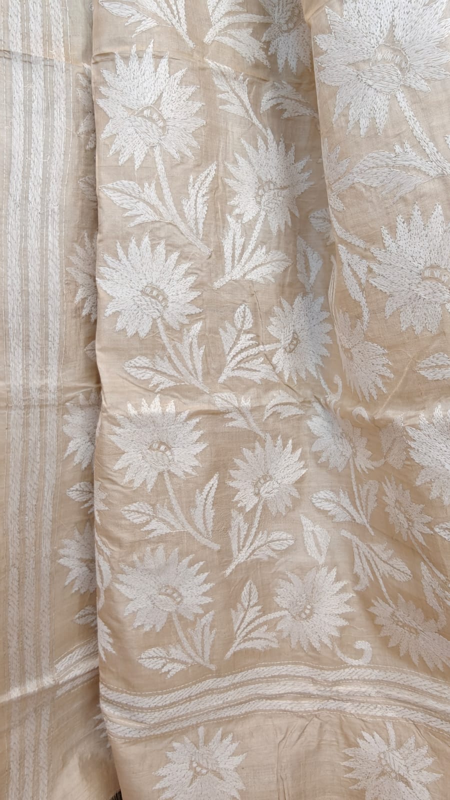 Sold Out Pure Tussar Gachi by Gachi Silk Kantha Stitch Saree – A Timeless